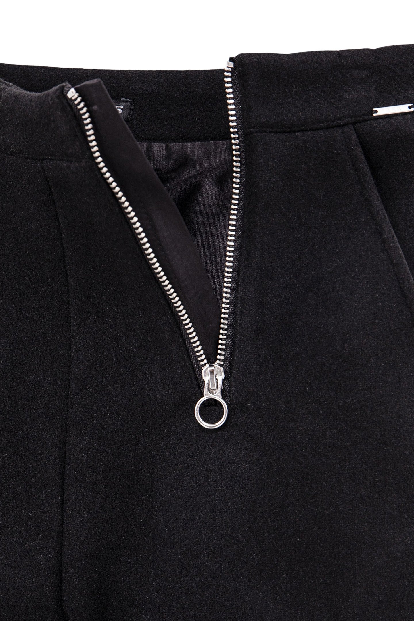 GIRLS' BLACK DOUBLE-ZIP WOOL SHORTS 4