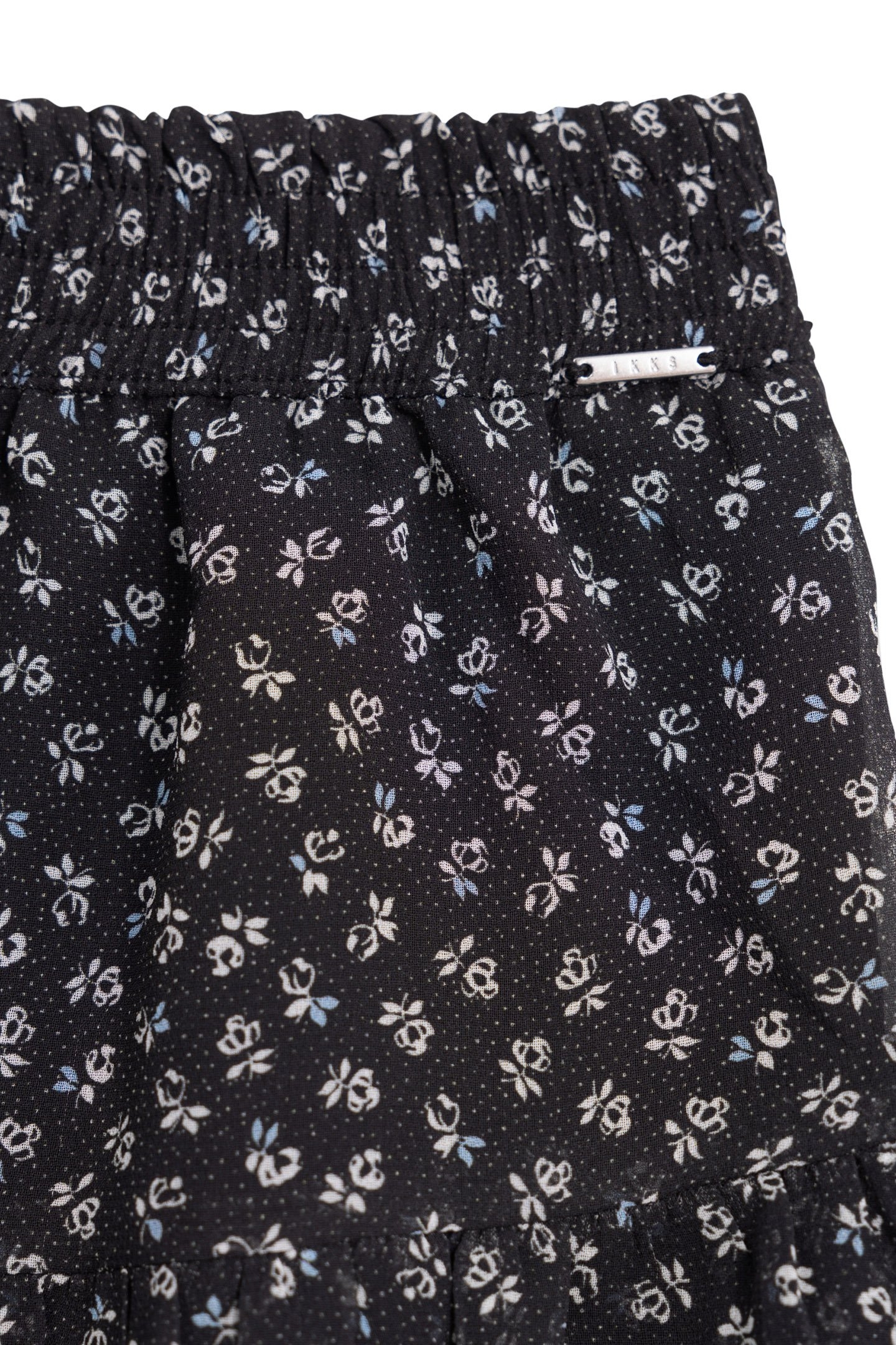 GIRL'S SHORT BLACK FLORAL-PRINT MICRO-POIS SKIRT 3