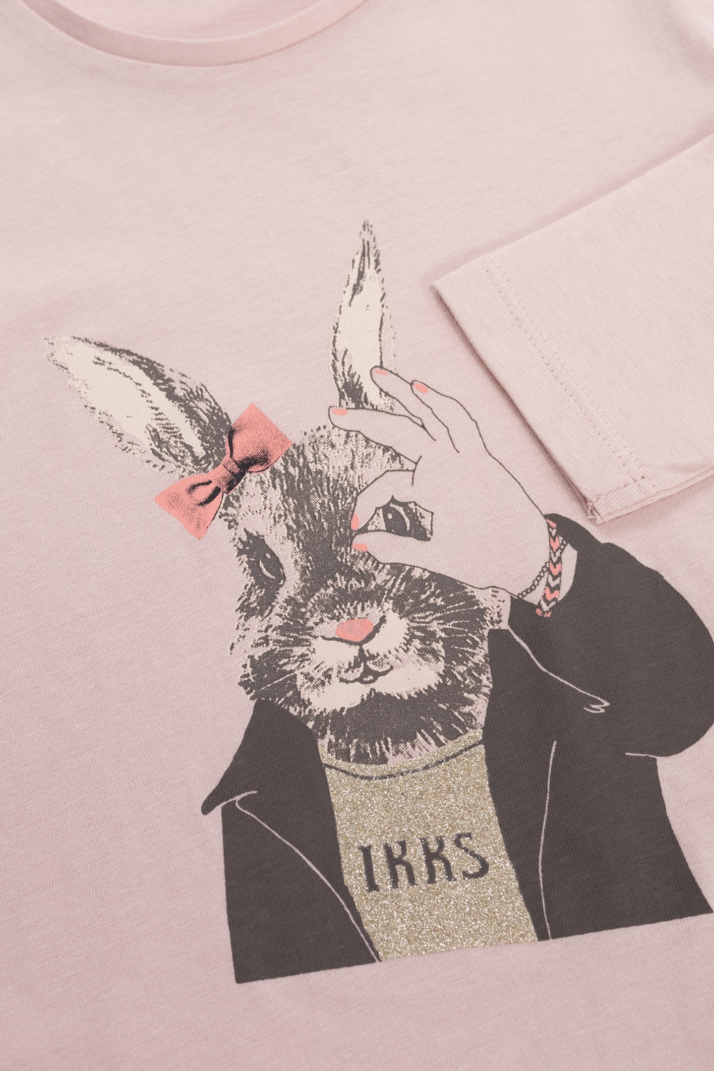 PINK T-SHIRT WITH RABBIT VISUAL AND GOLD DETAILS 5