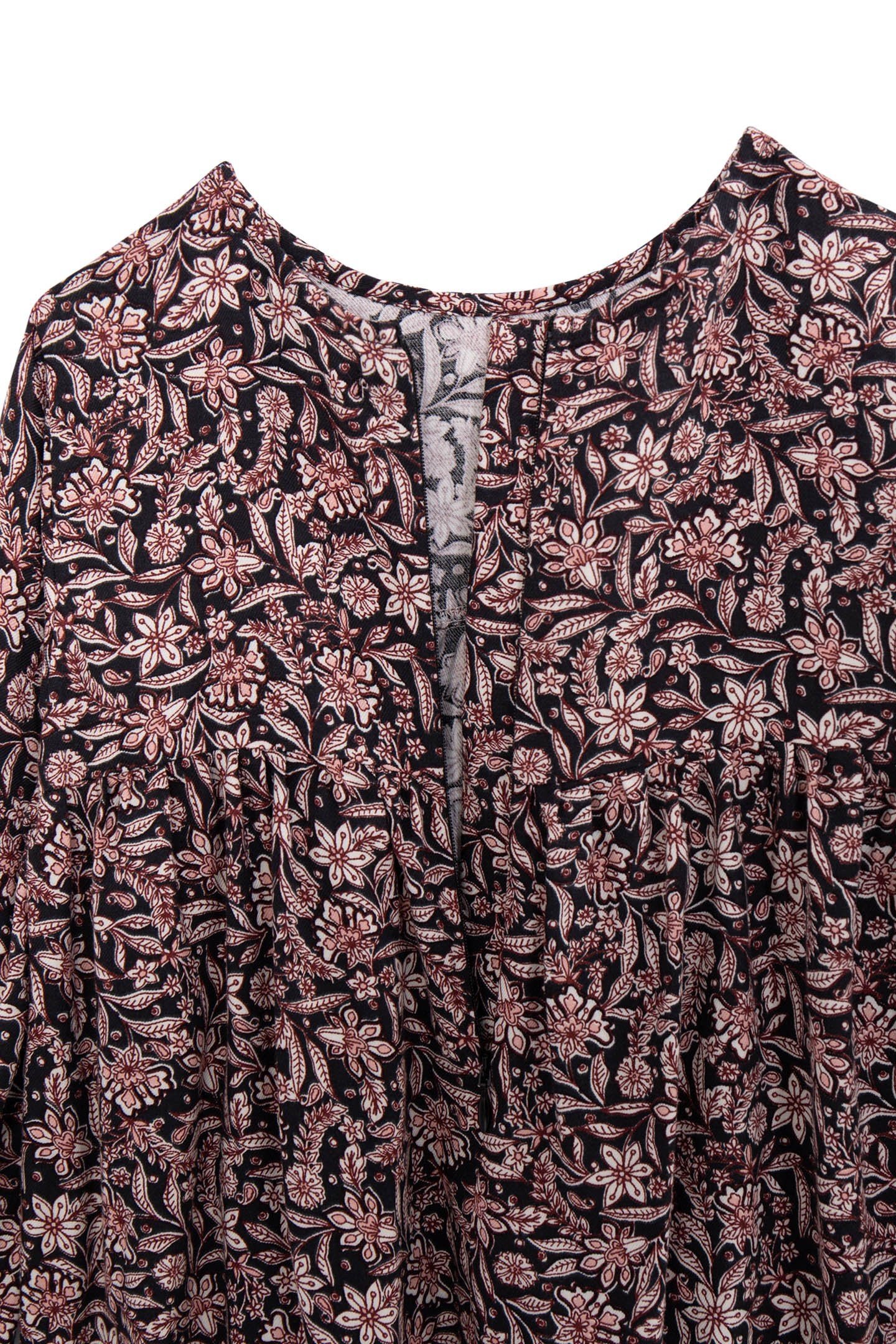 BLACK BAROQUE FLORAL PRINT DRESS FOR GIRLS 3