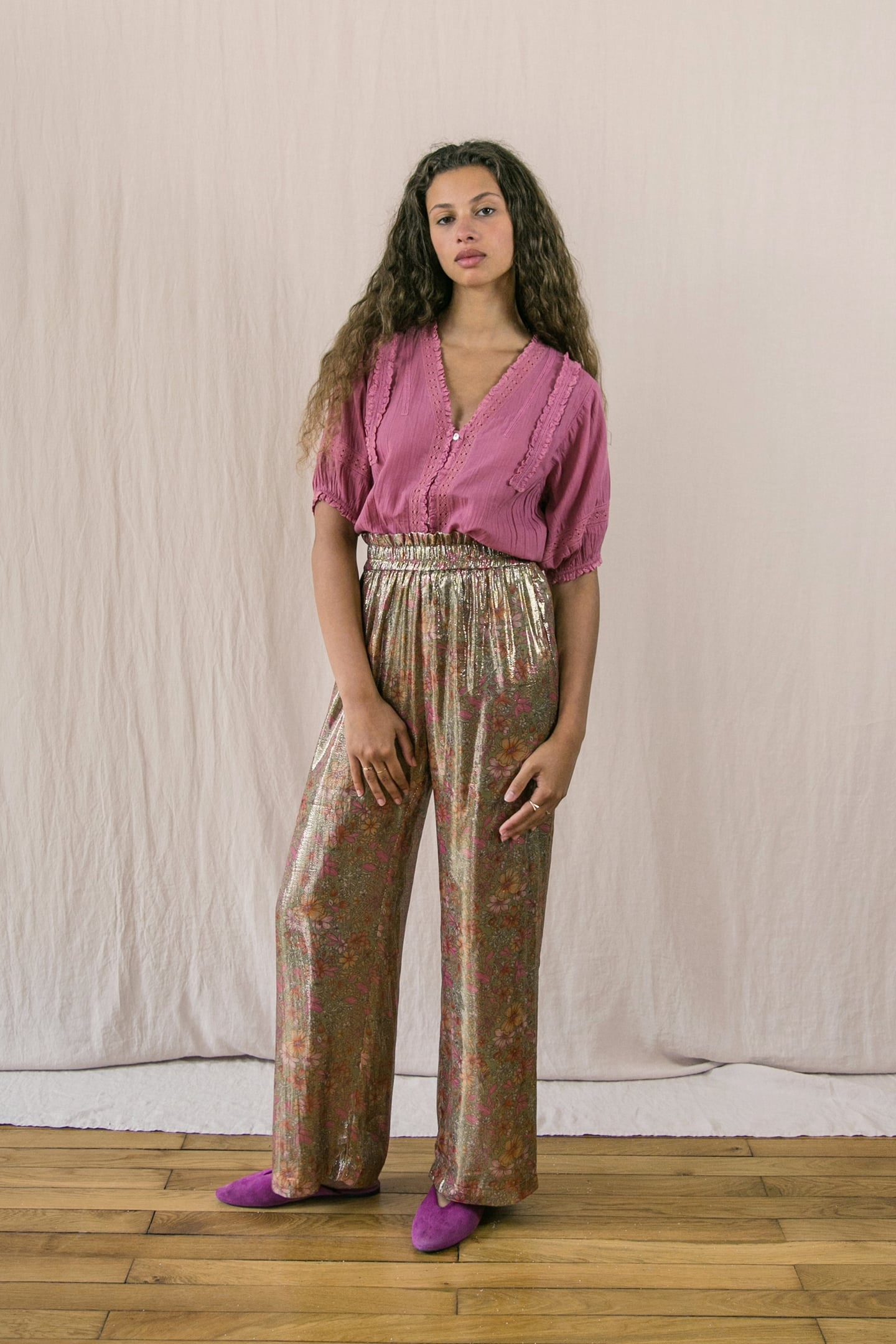 PANTS OLIVIA KHAKI MULTI FLOWERS 1