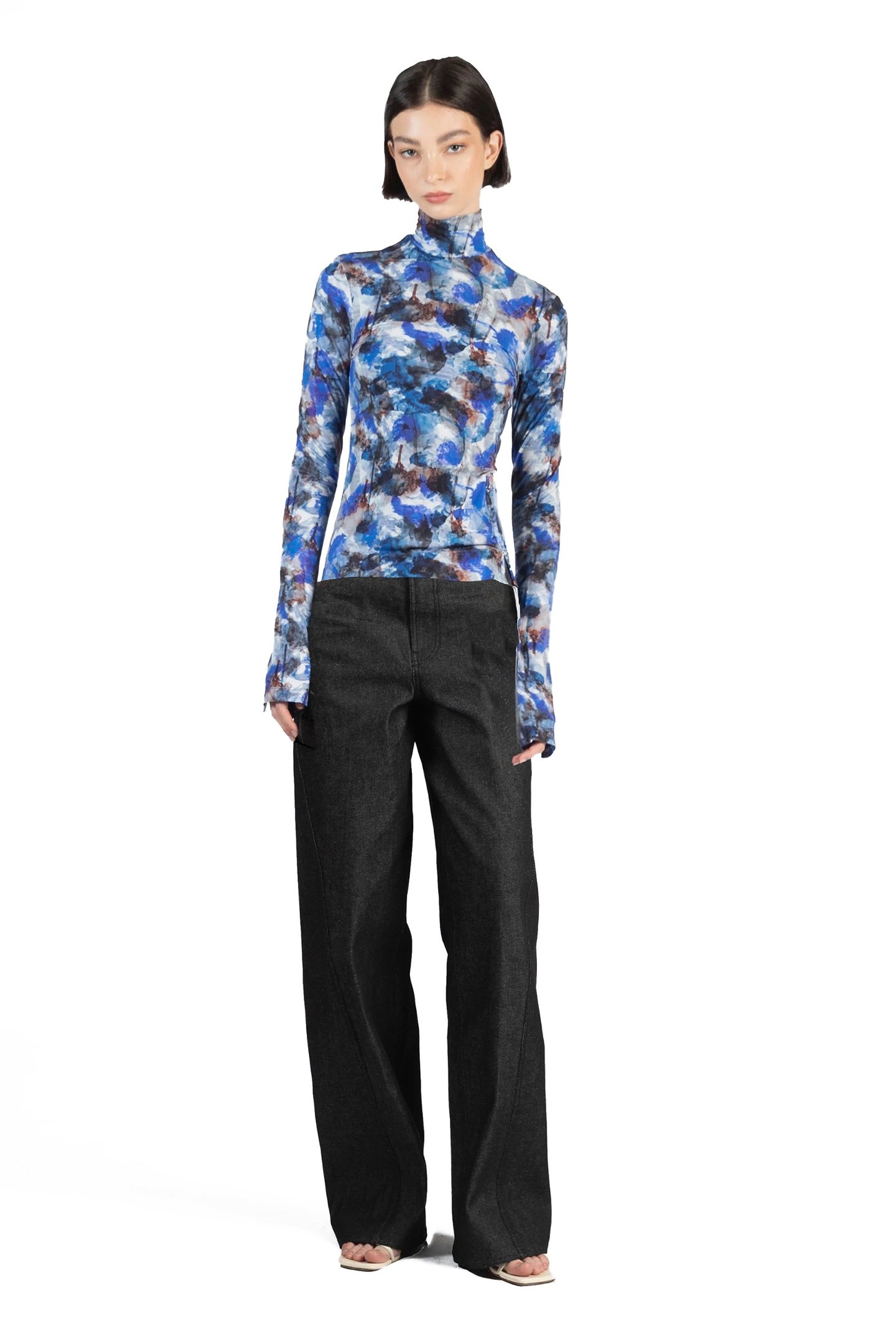 PRINTED TURTLENECK TOP MULTICOLO R 1