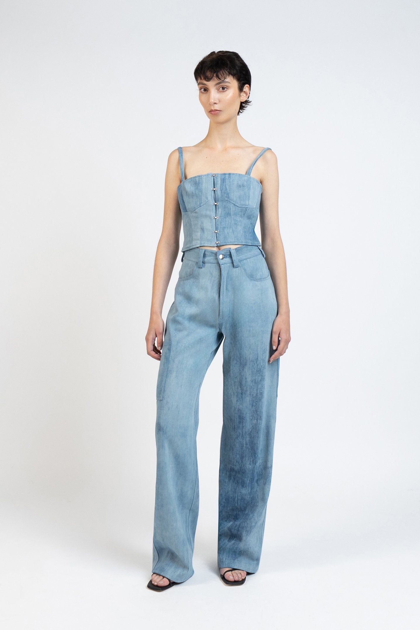 DENIM CARGO TROUSERS LIGHT BLUE 1