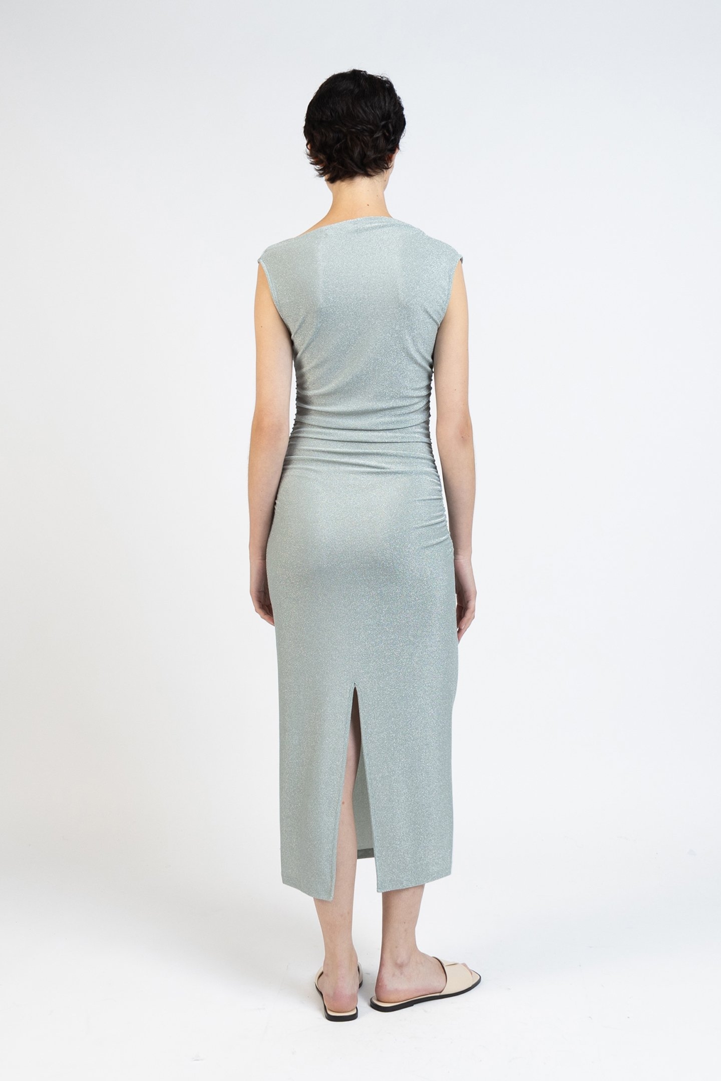 DRAPED JERSEY DRESS SPARKLING GREEN 2