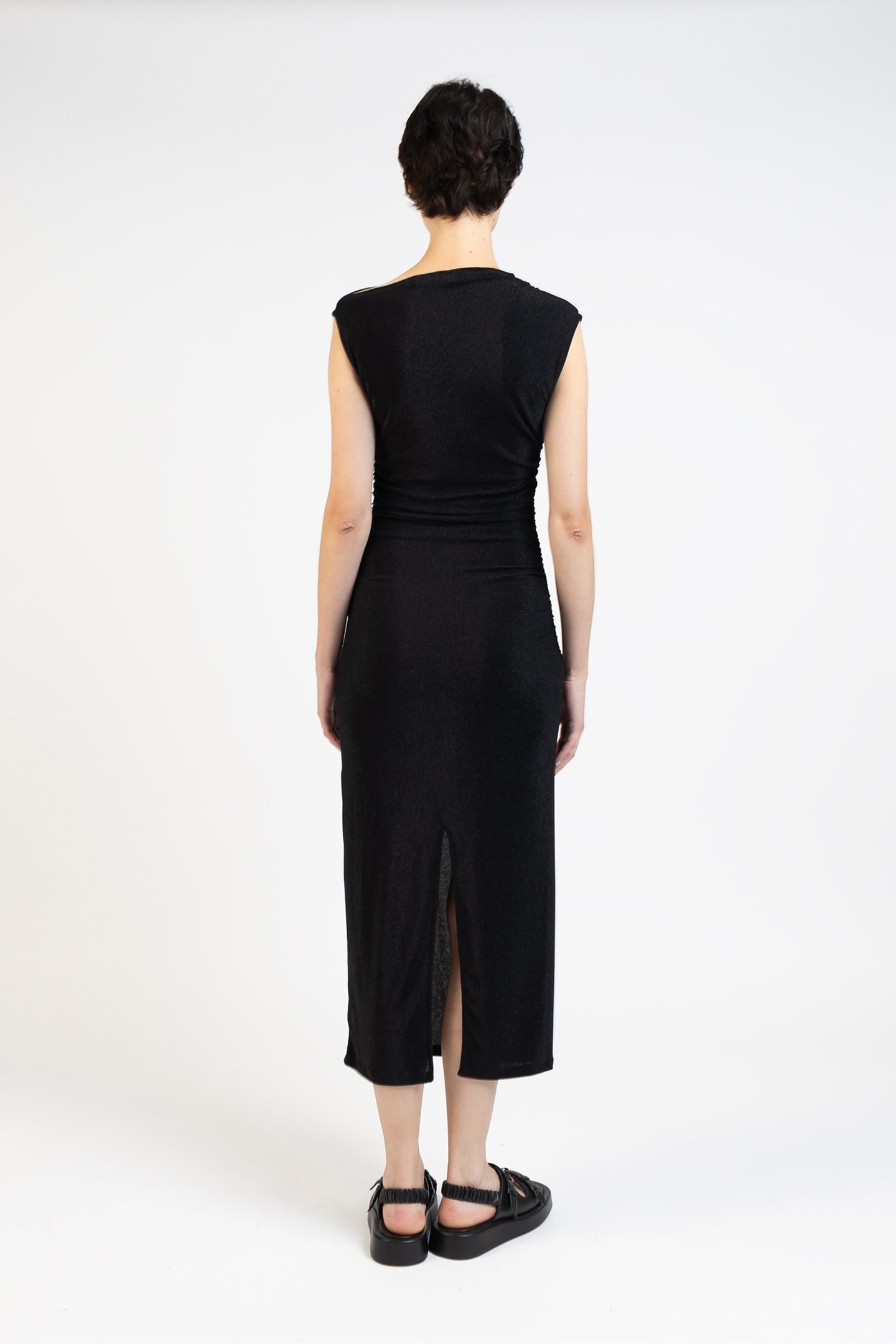 DRAPED JERSEY DRESS SPARKLING BLACK 2