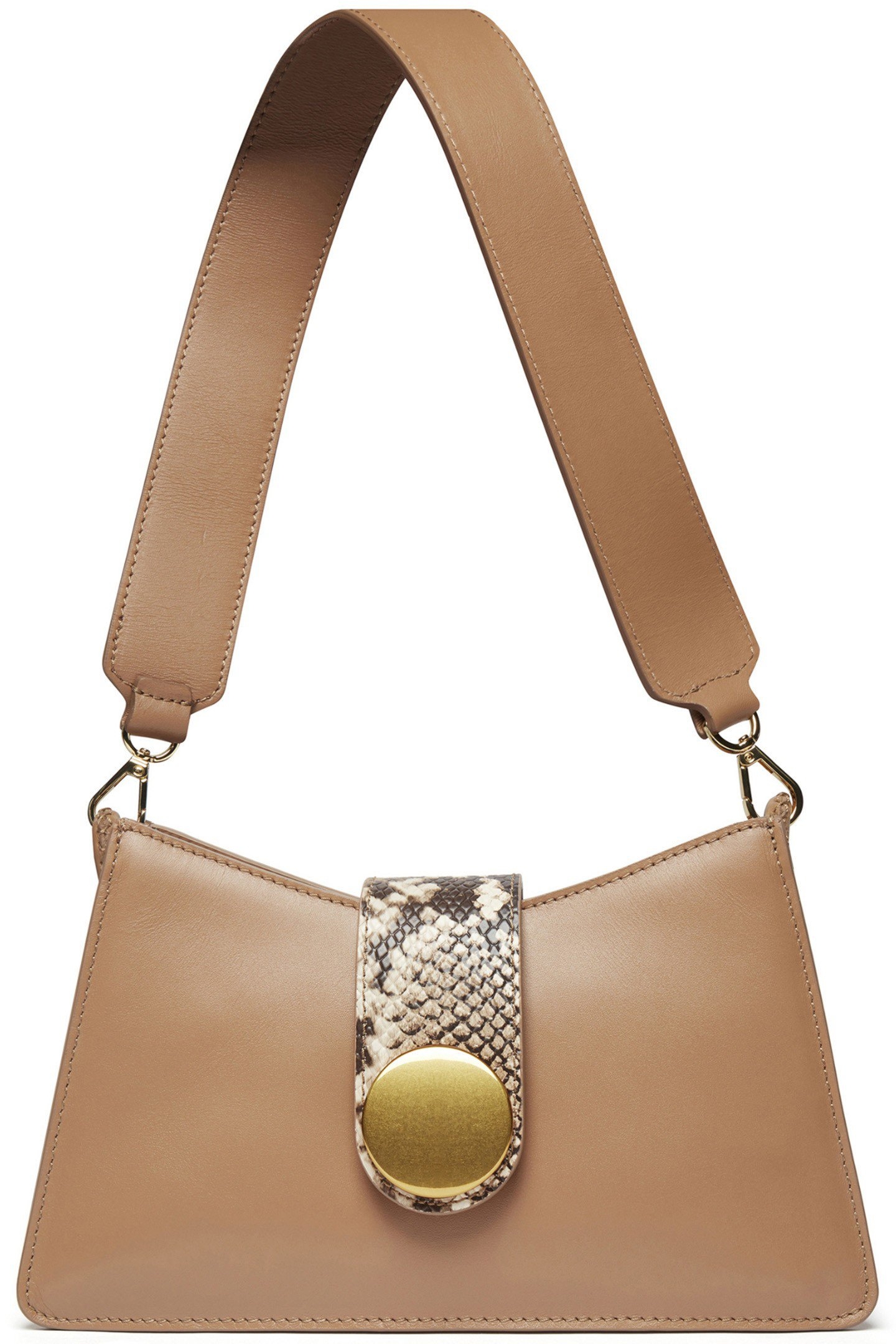 BUCKLE SHOULDER BAG CAMEL/PYTHON PRINT SAND 1