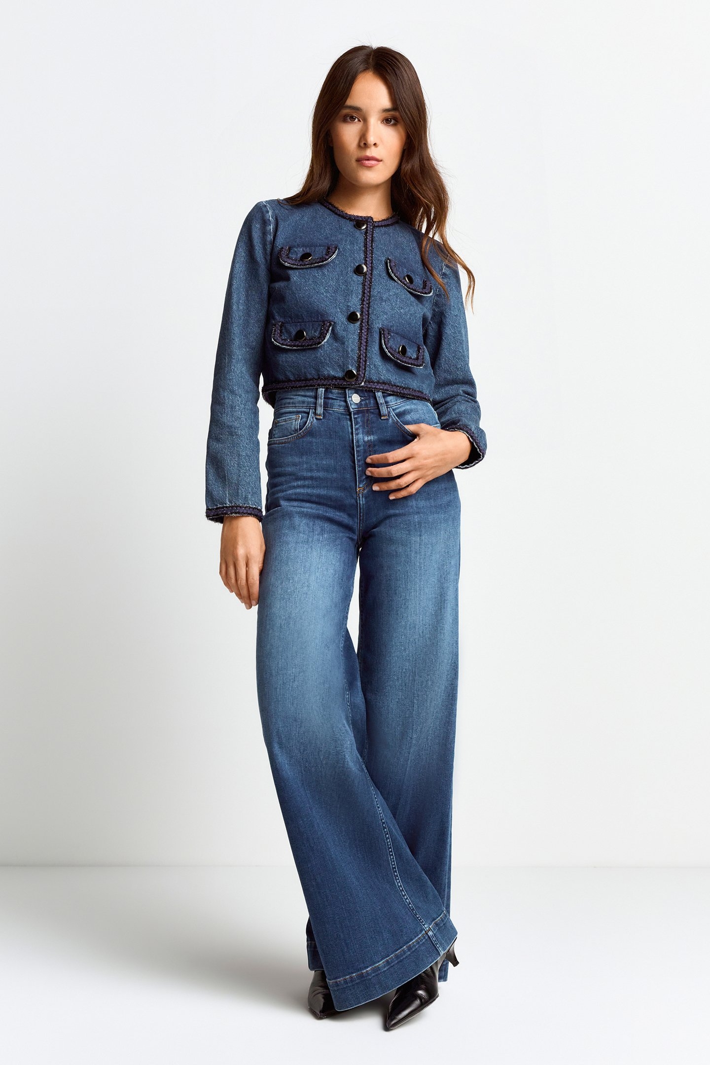 BOXY DENIM JACKET WITH TAPES DENIM BLUE 1