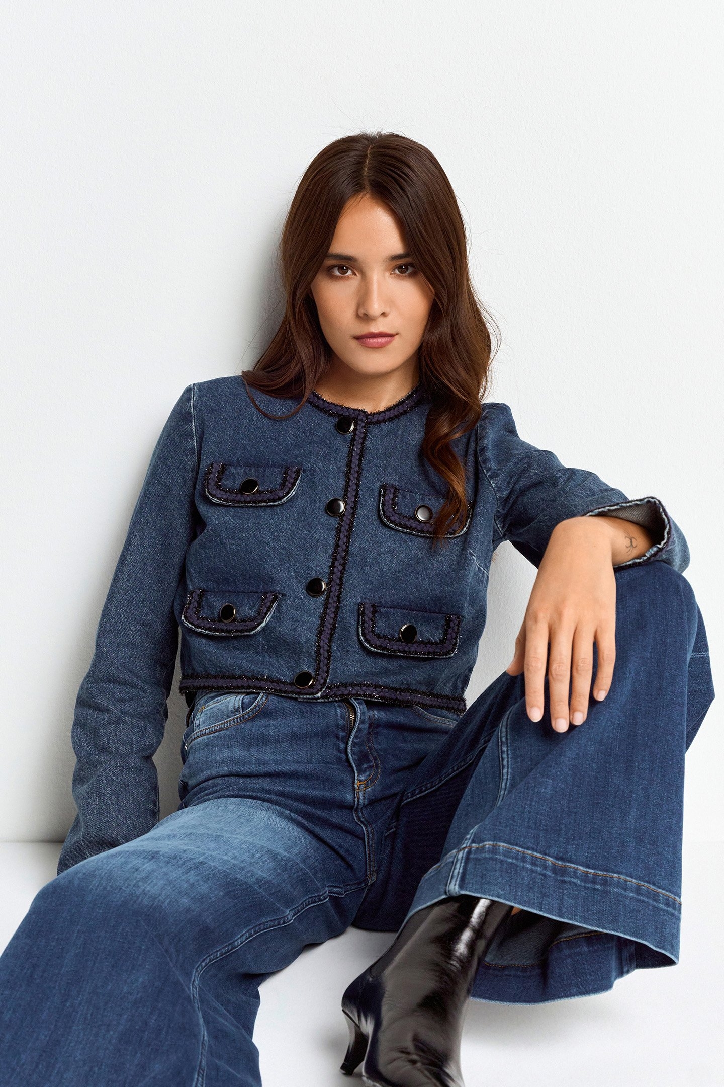 BOXY DENIM JACKET WITH TAPES DENIM BLUE 4