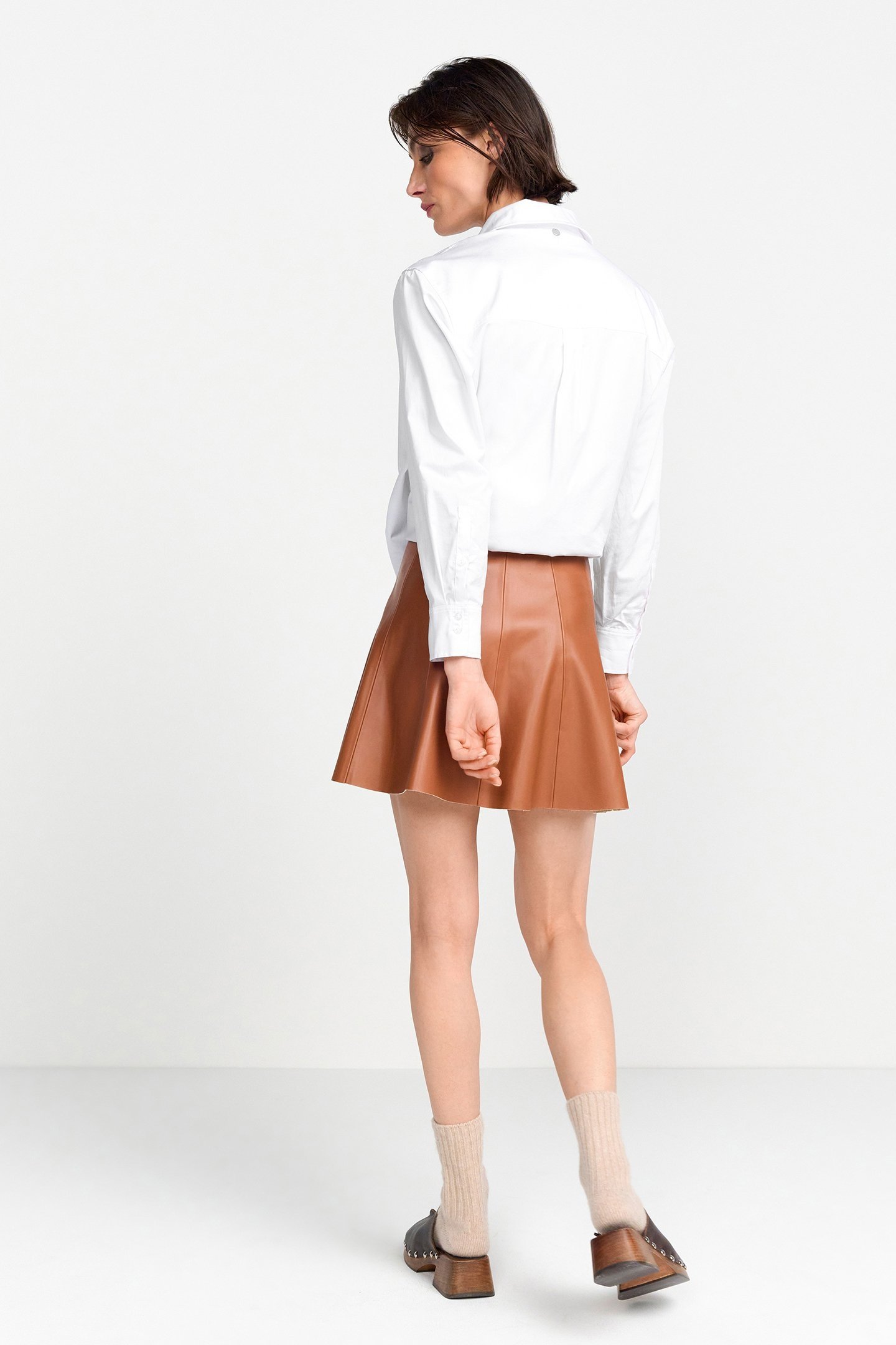 FAKE LEATHER SKIRT CARAMEL SPICE 2