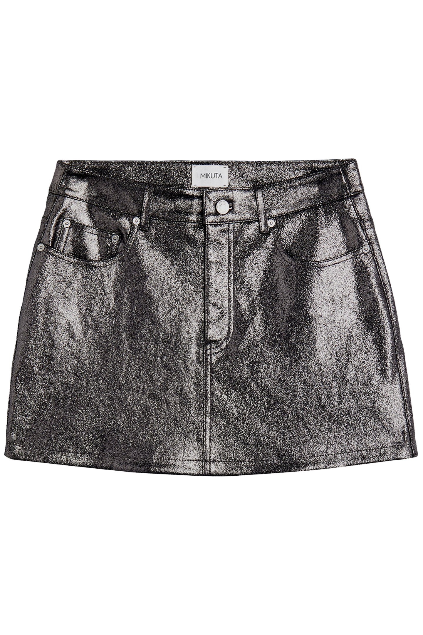 THE SILVER COATED LEATHER SKIRT 1
