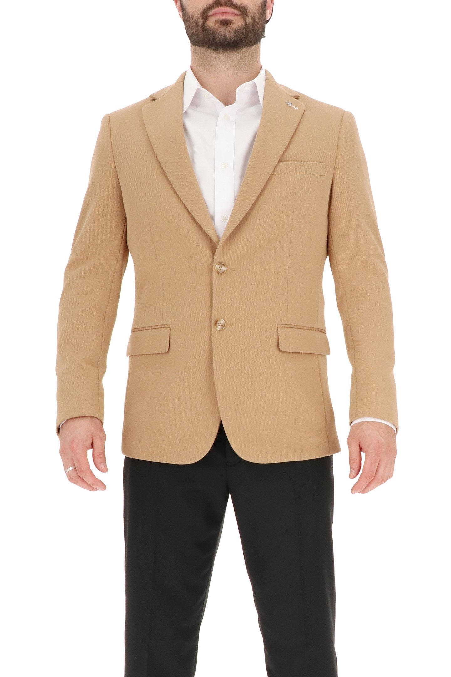 2 BUTTON JACKET TEXTURED KNIT CAMEL 1