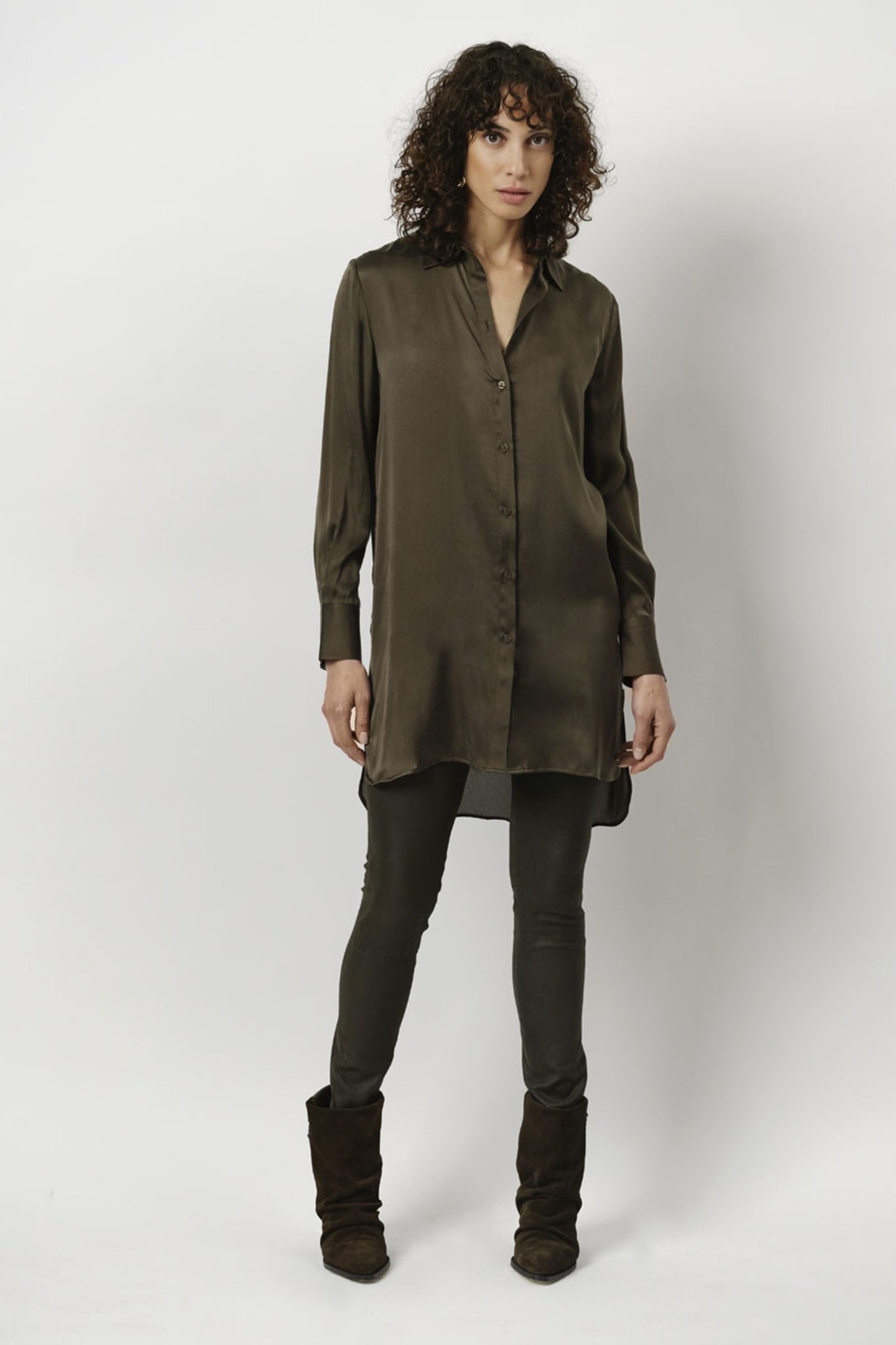 VERONA SILK TUNIC OLIVE VINE 1