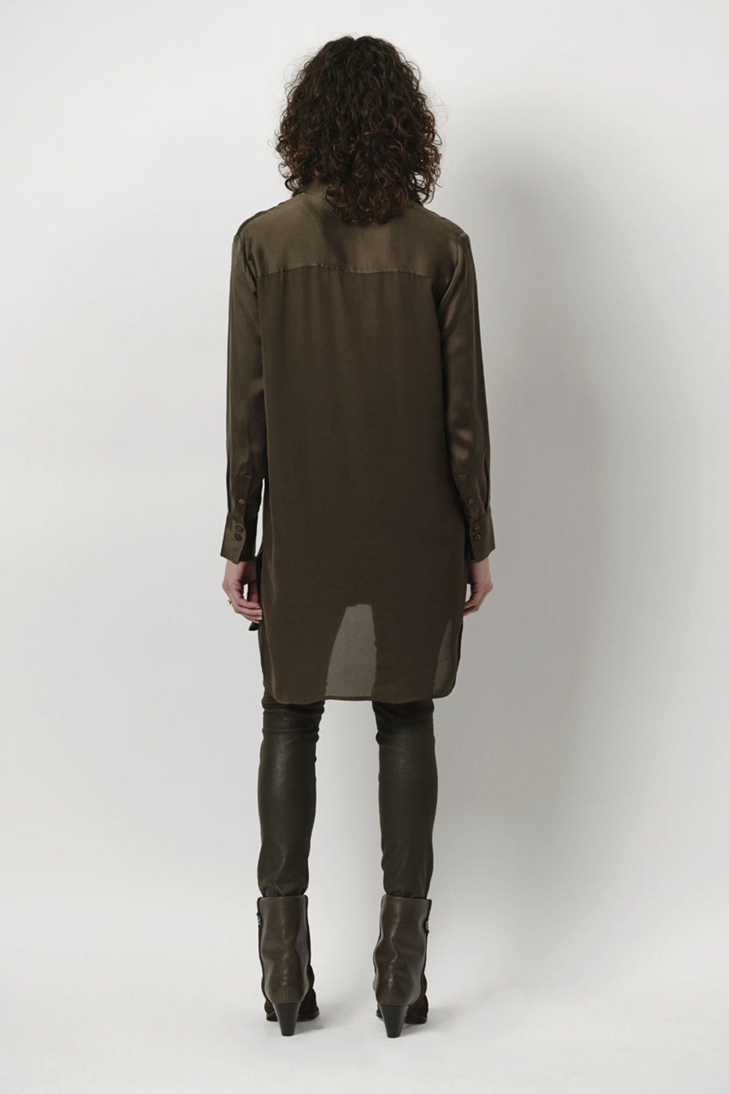 VERONA SILK TUNIC OLIVE VINE 2