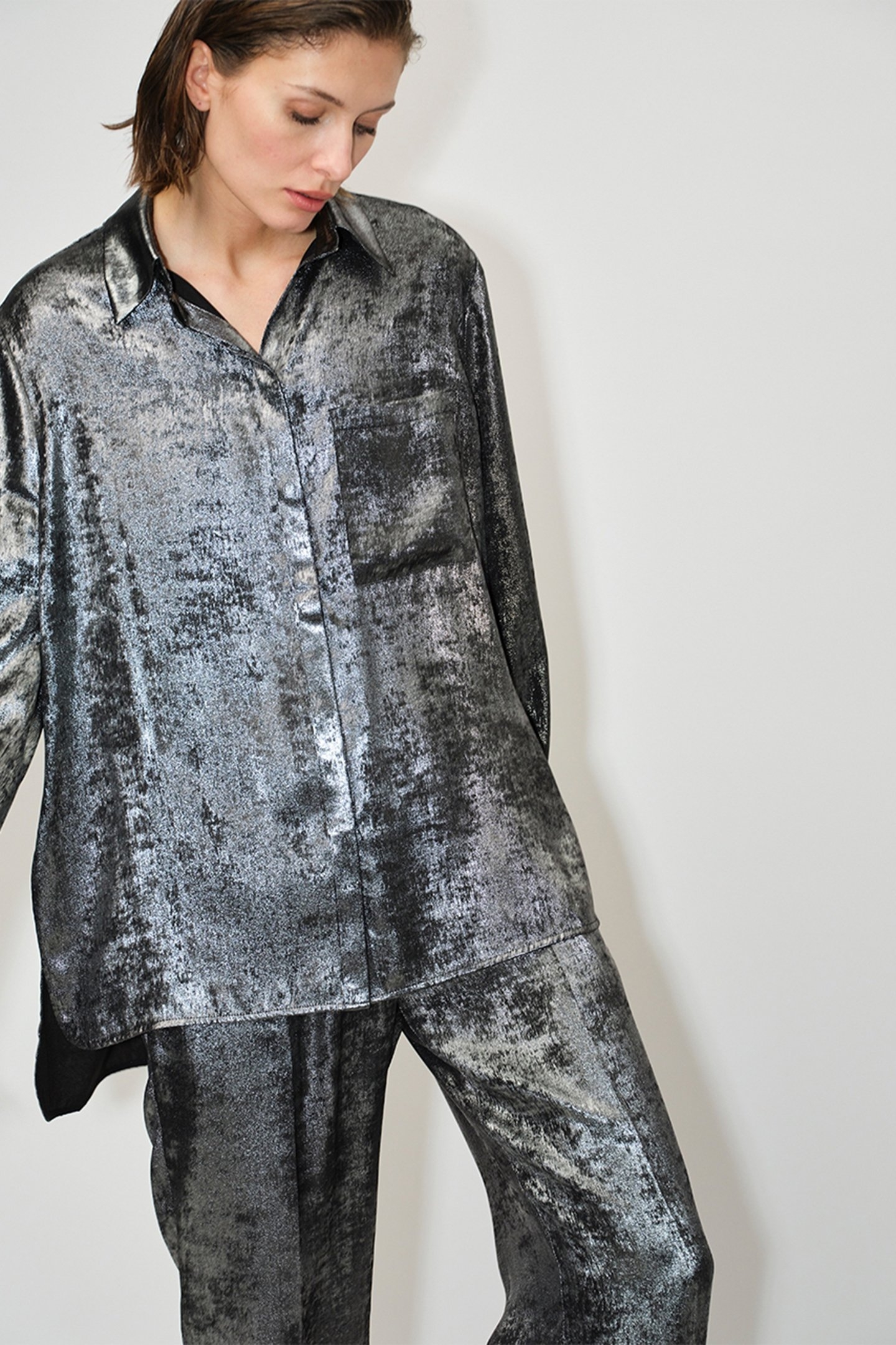 CATHIN METALLIC LONG SHIRT GUN METAL 4