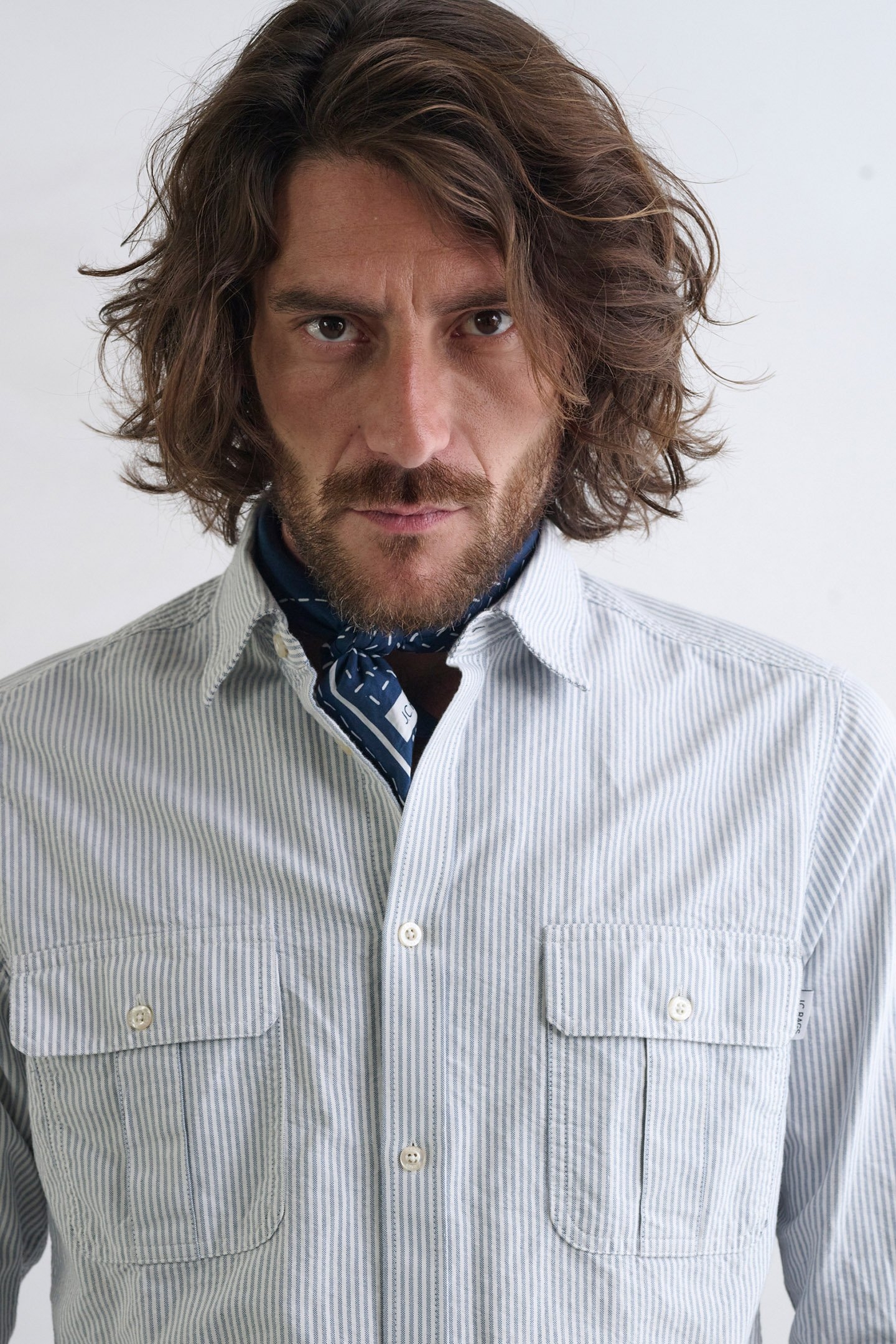 J.C. RAGS RUSTER CASUAL OVERHEMD LANGE MOUW MIDNIGHT STRIPE 5