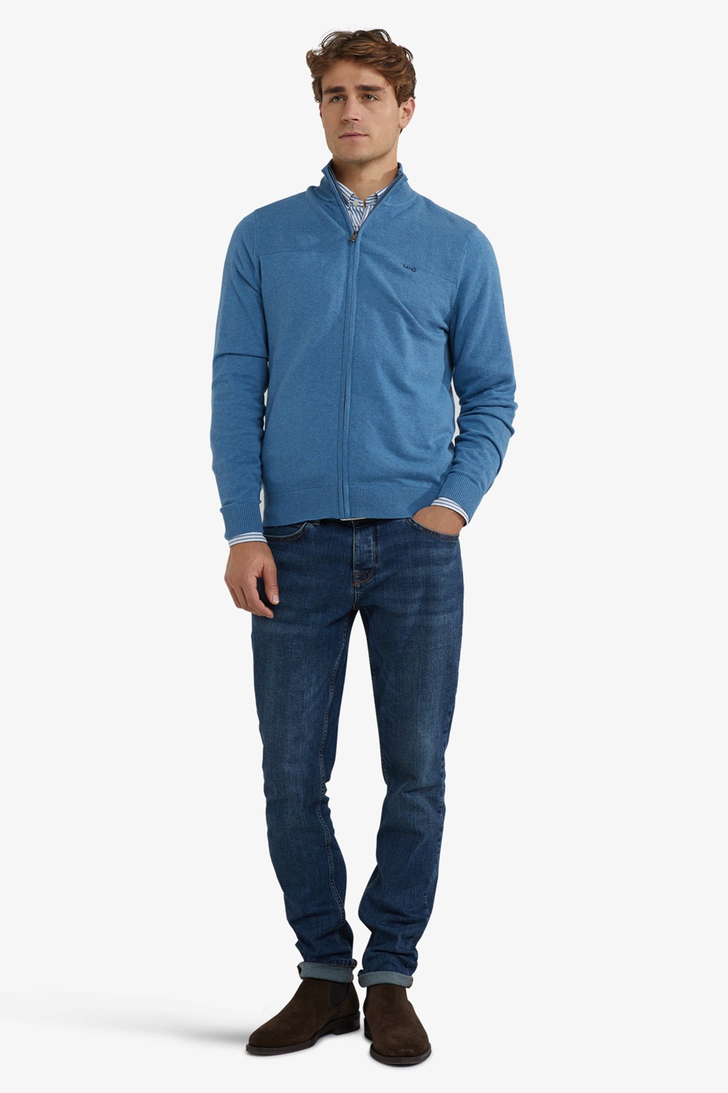 ZIP THRU CARDIGAN WORKER BLUE 2