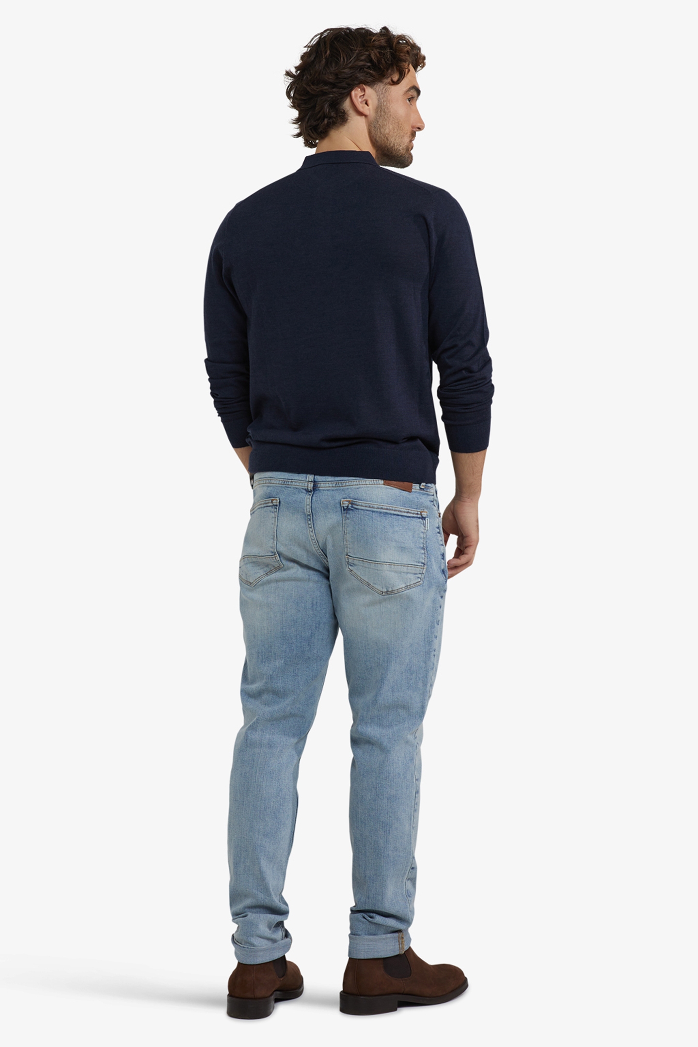 FINE MERINO POLO LONG SLEEVE NAVY 3