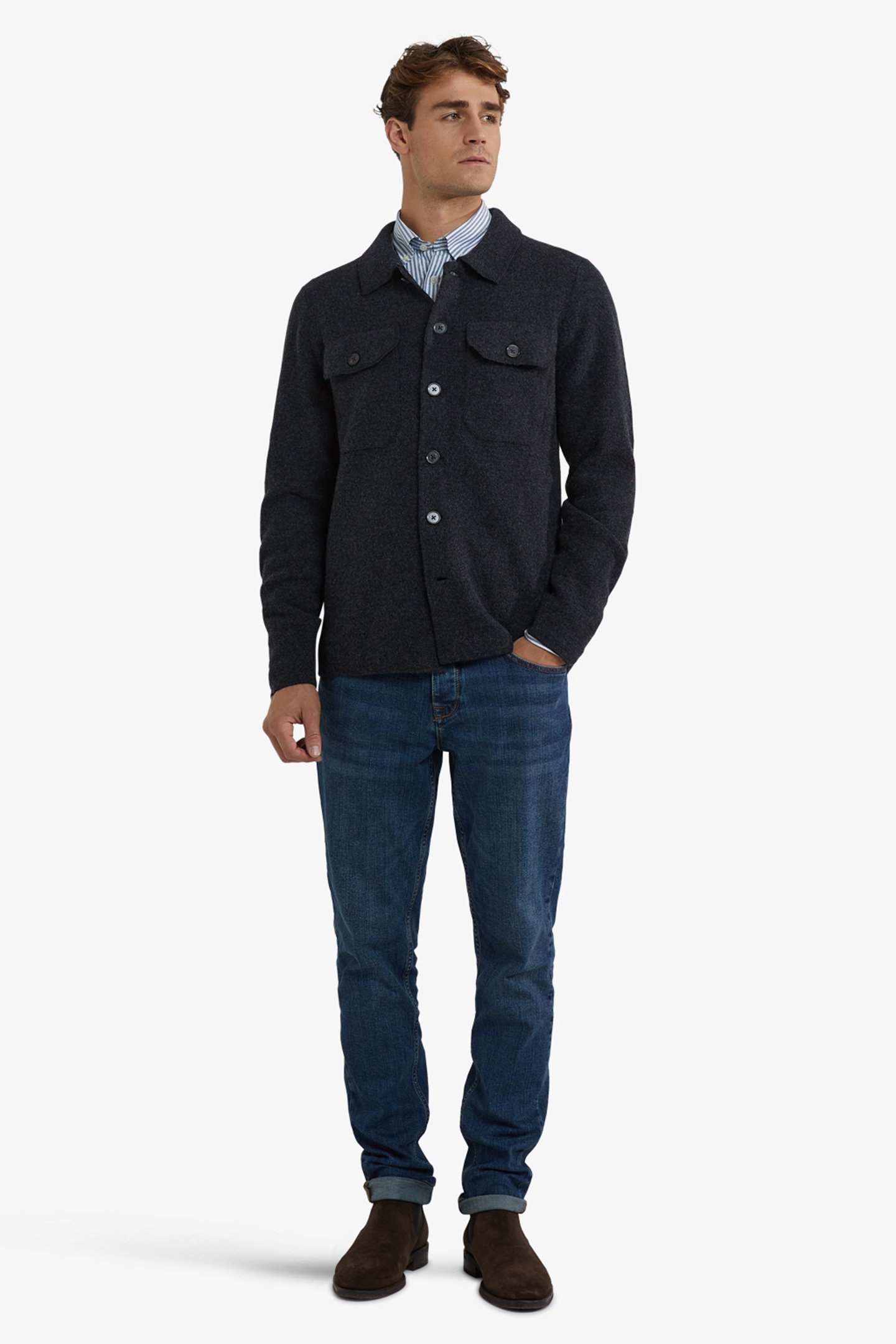 FASHION BUTTON CARDIGAN DARK GREY MELANGE 2