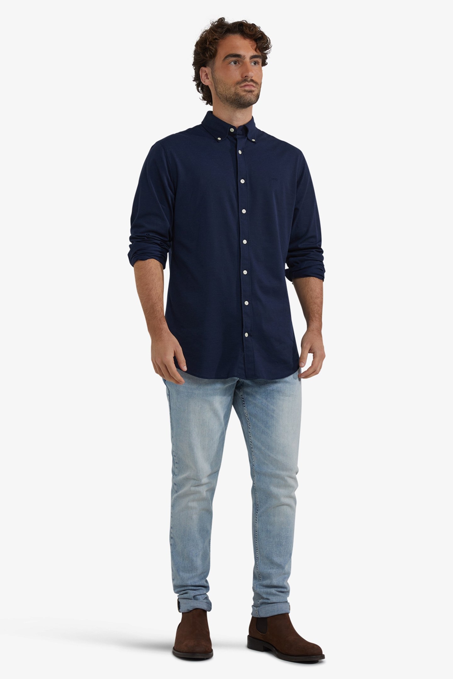 STRETCH PIQUE SHIRT NAVY 2
