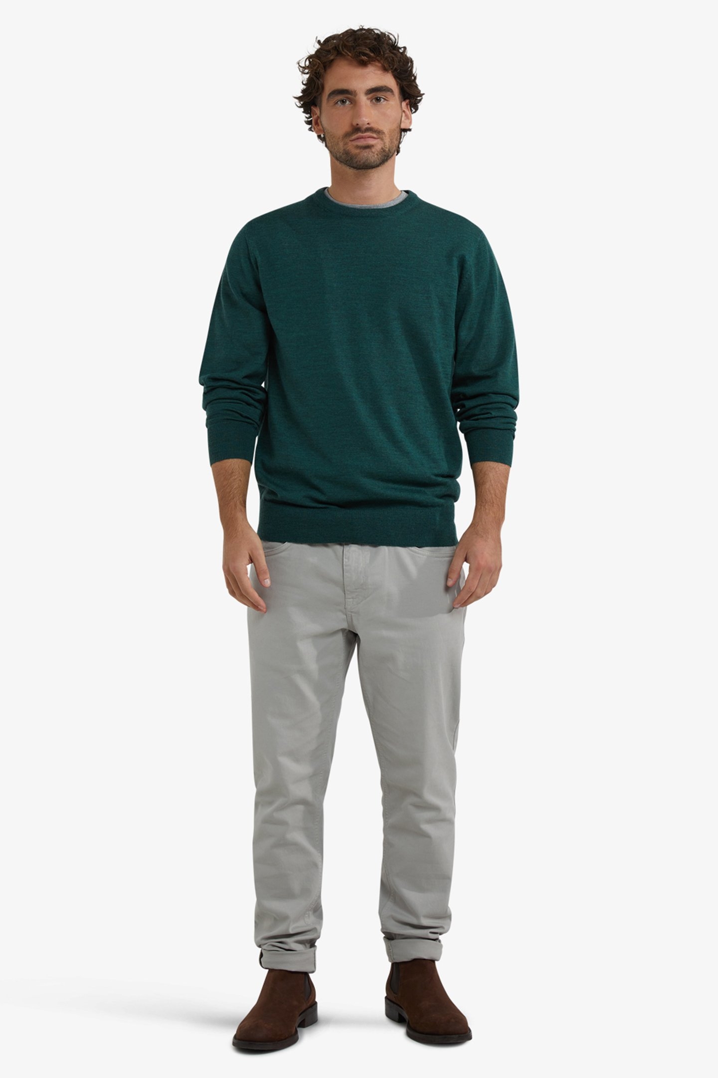 FINE MERINO C-NECK SWEATER WINTER SAGE 2