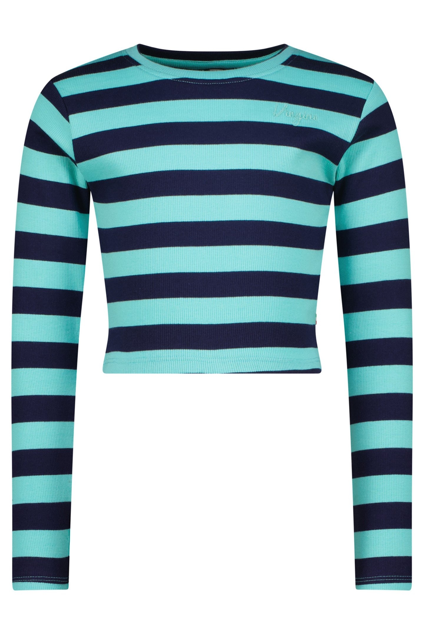 GIRLS G-BASIC-CROP RIB STRIPE T-SHIRT ARTIC BLUE 1