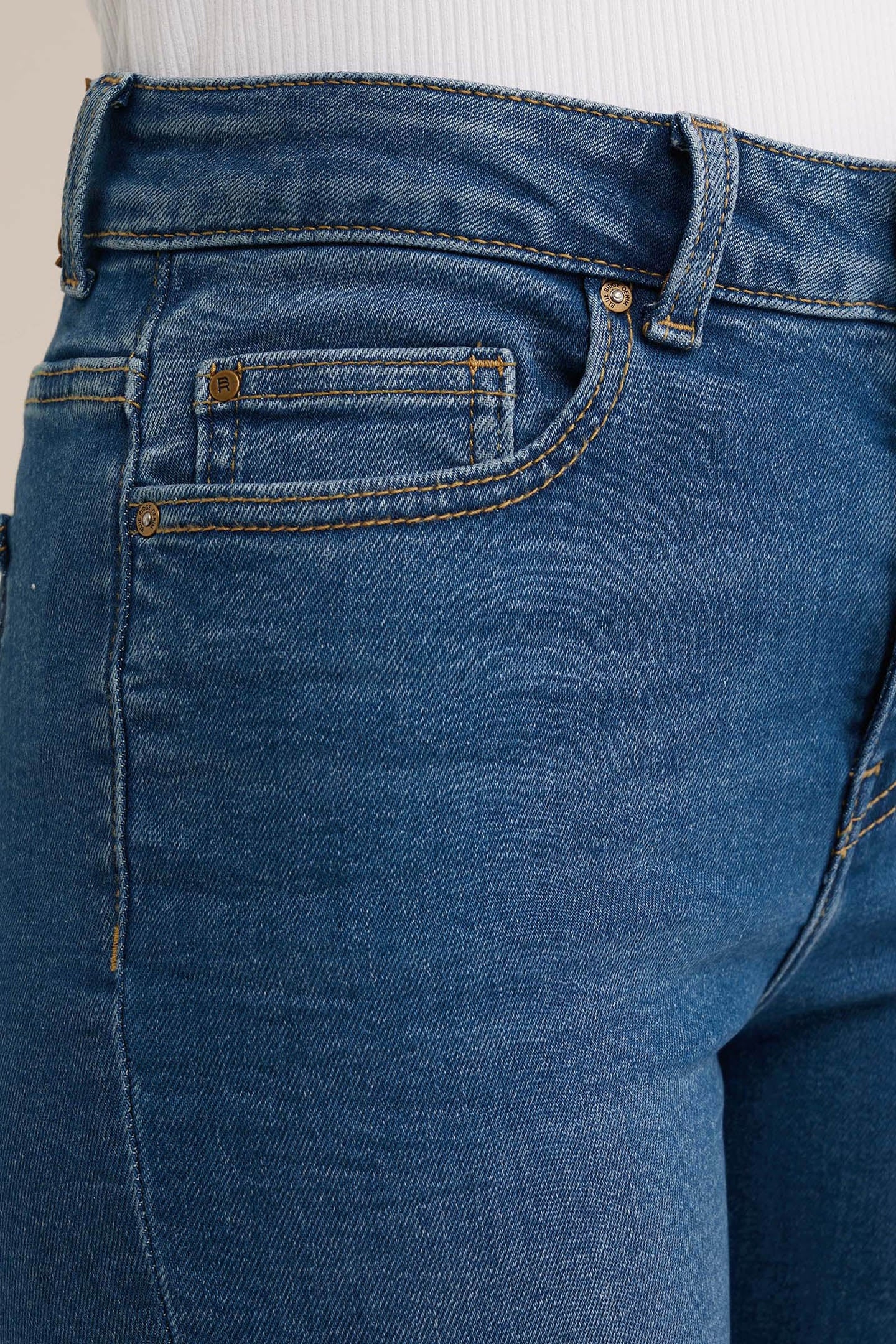 5-POCKET MID WAIST DARK BLUE 5