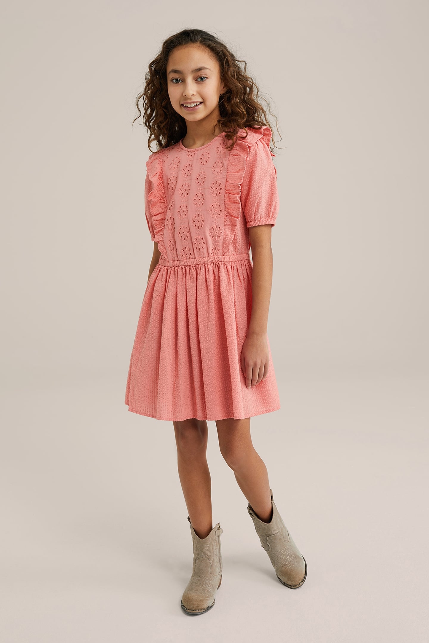 DRESS MID LENGTH SALMON PINK 2