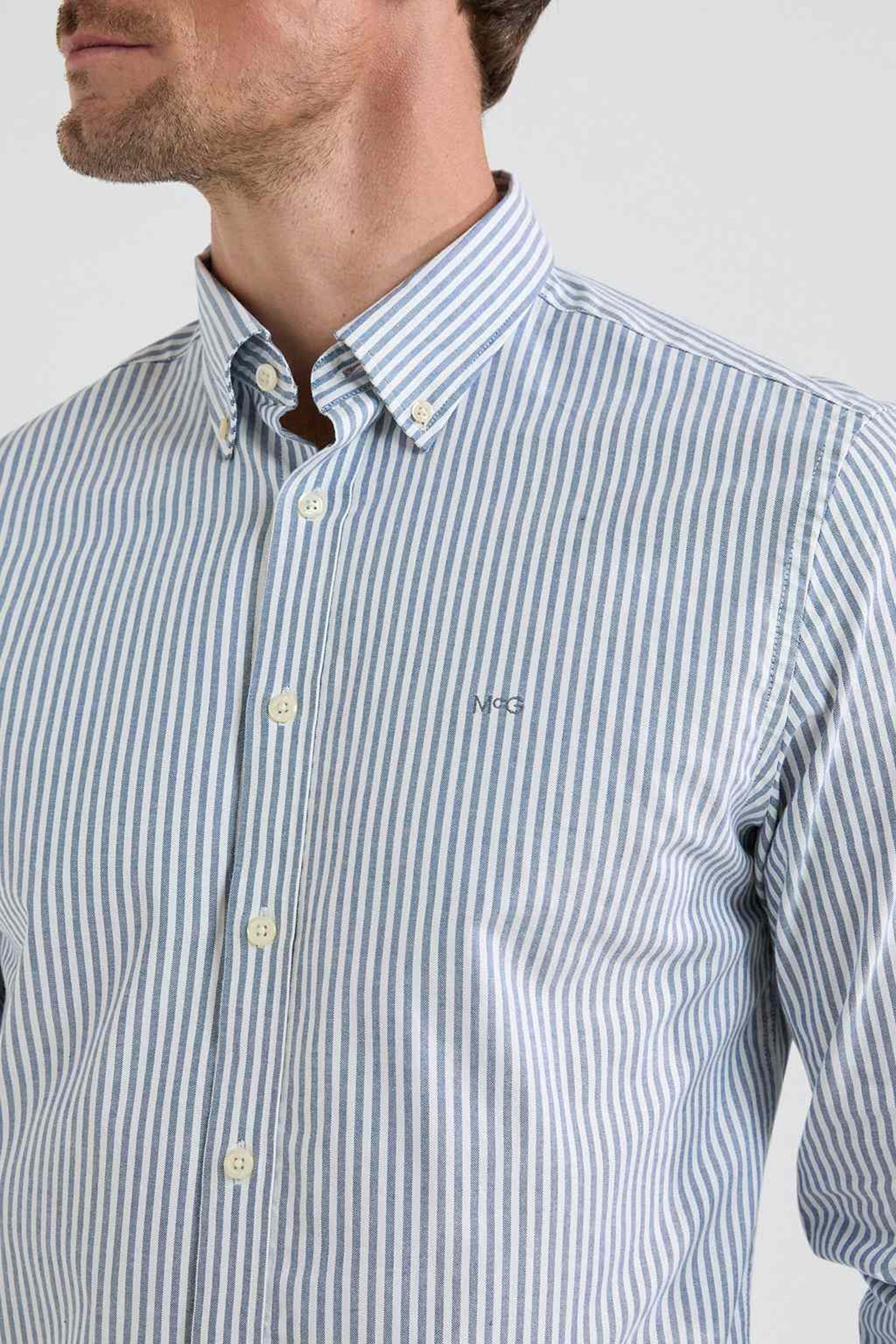 STRETCH OXFORD SHIRT BIG STRIPE NAVY 4
