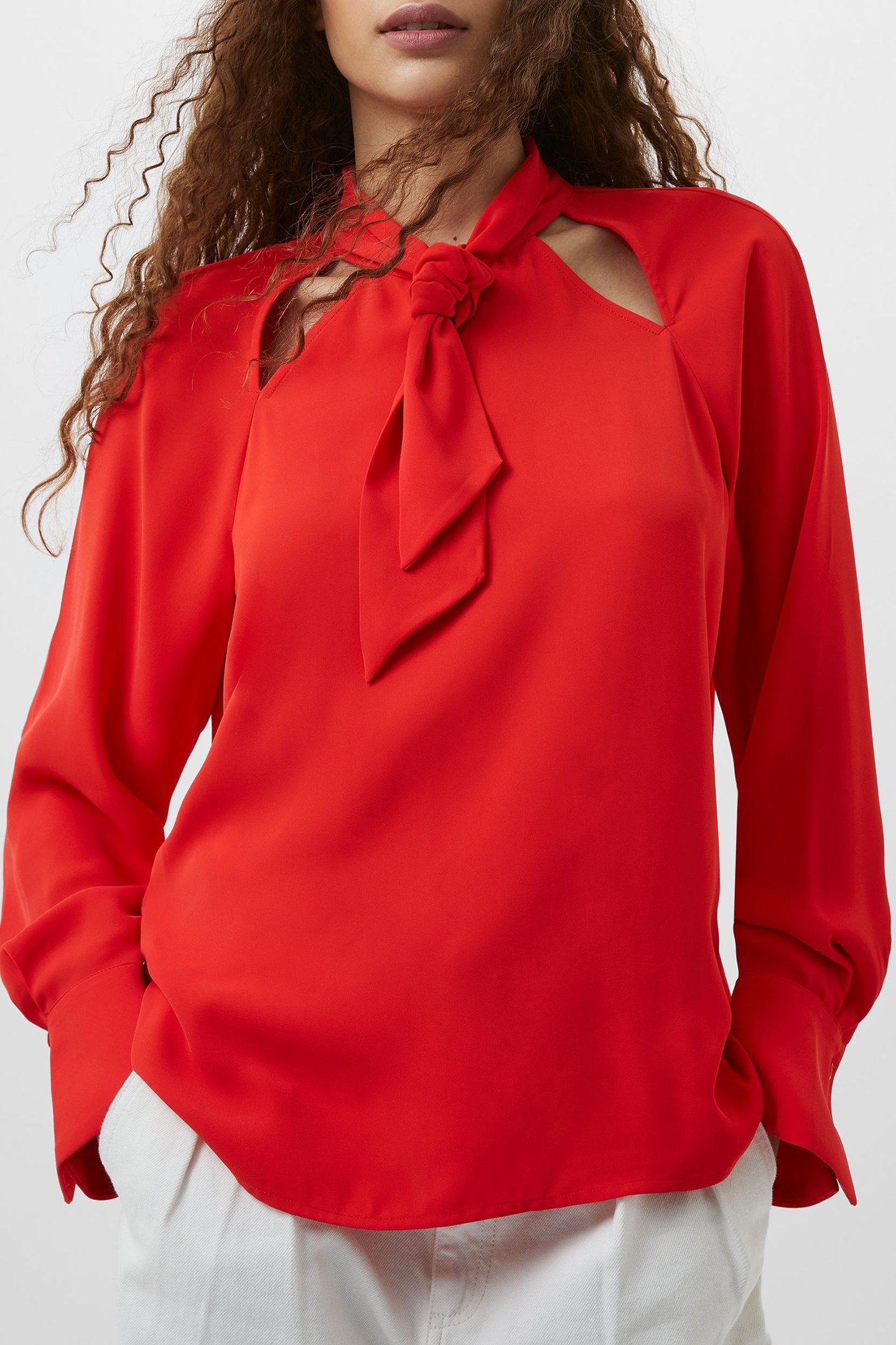 CARMEN CREPE LS BLOUSE SCARLET RED 1