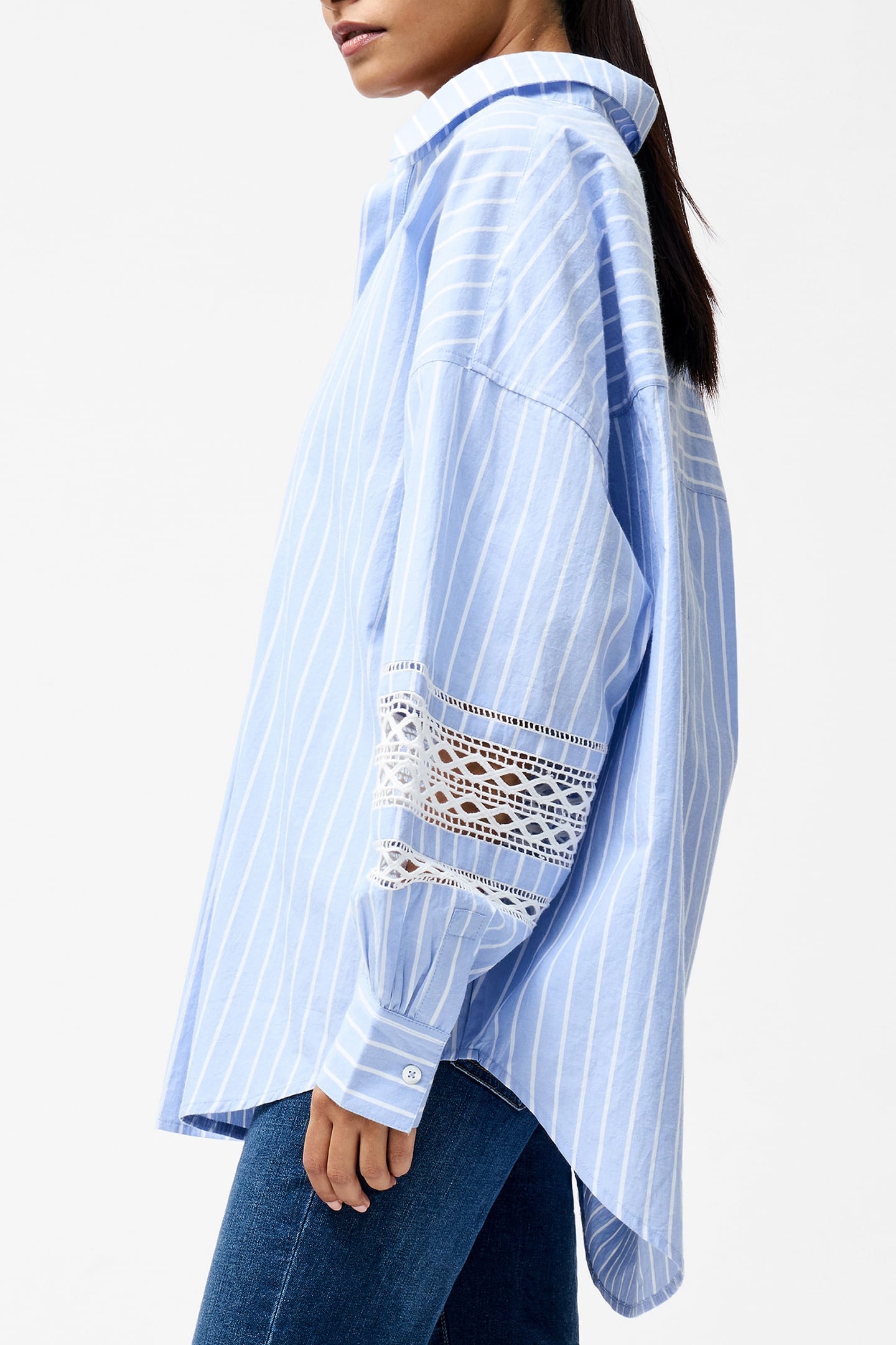 CAMBRIA COTTON STR TRIM SHIRT BLUE/WHITE 3