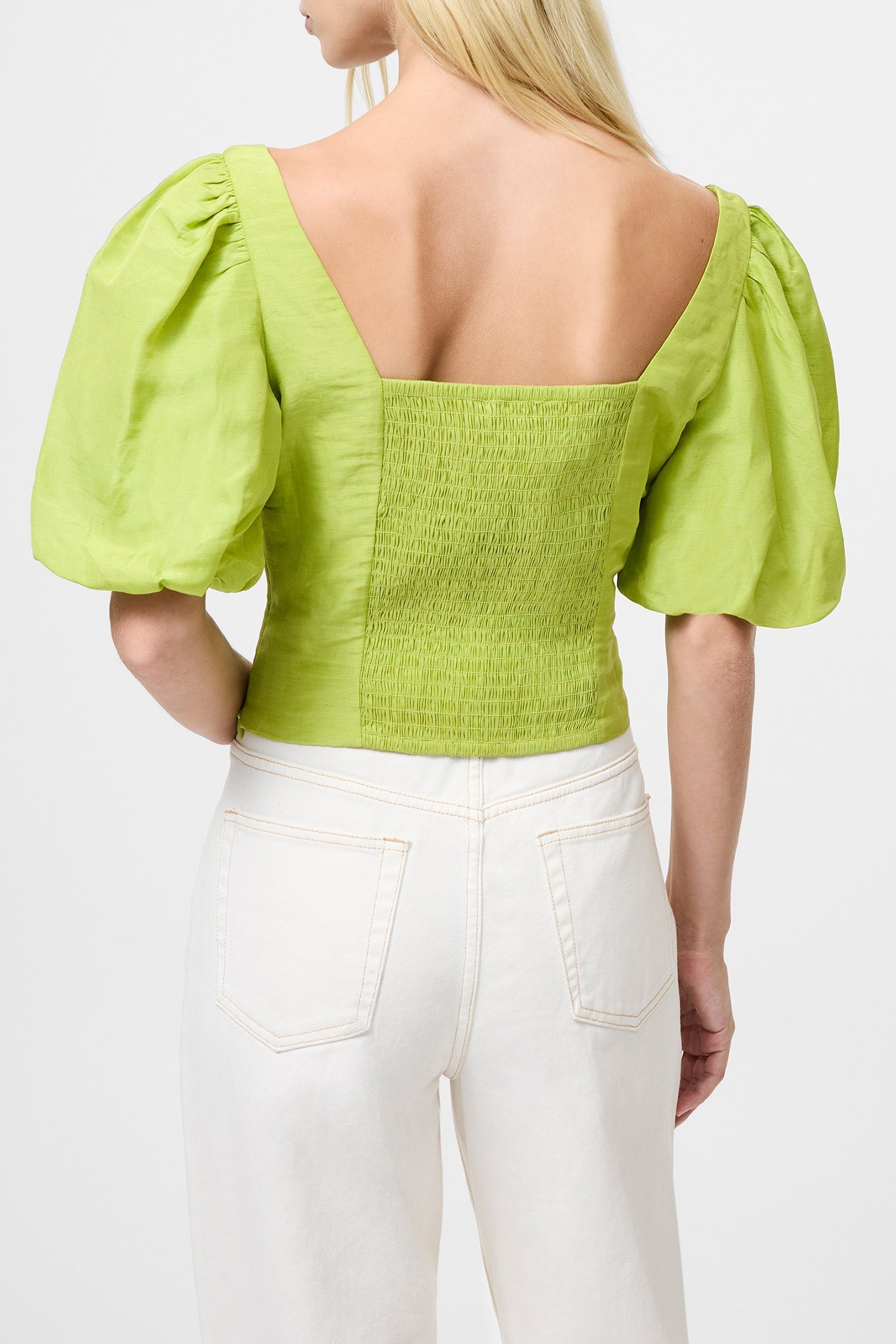 ISLAY LINEN PUFF SLV TOP CACTUS GREEN 2