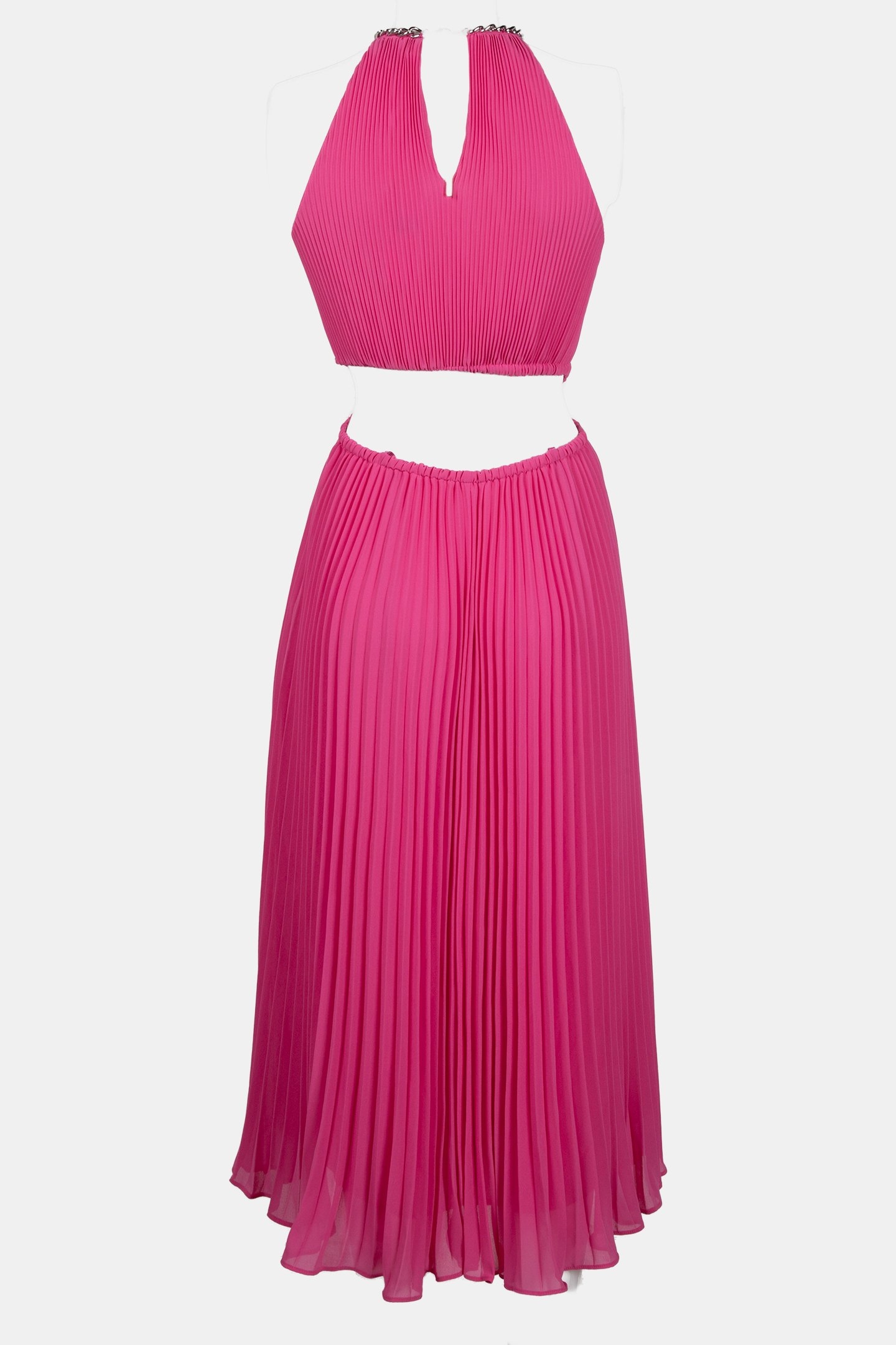 PLEATED CUTOUT DRESS CERISE 2