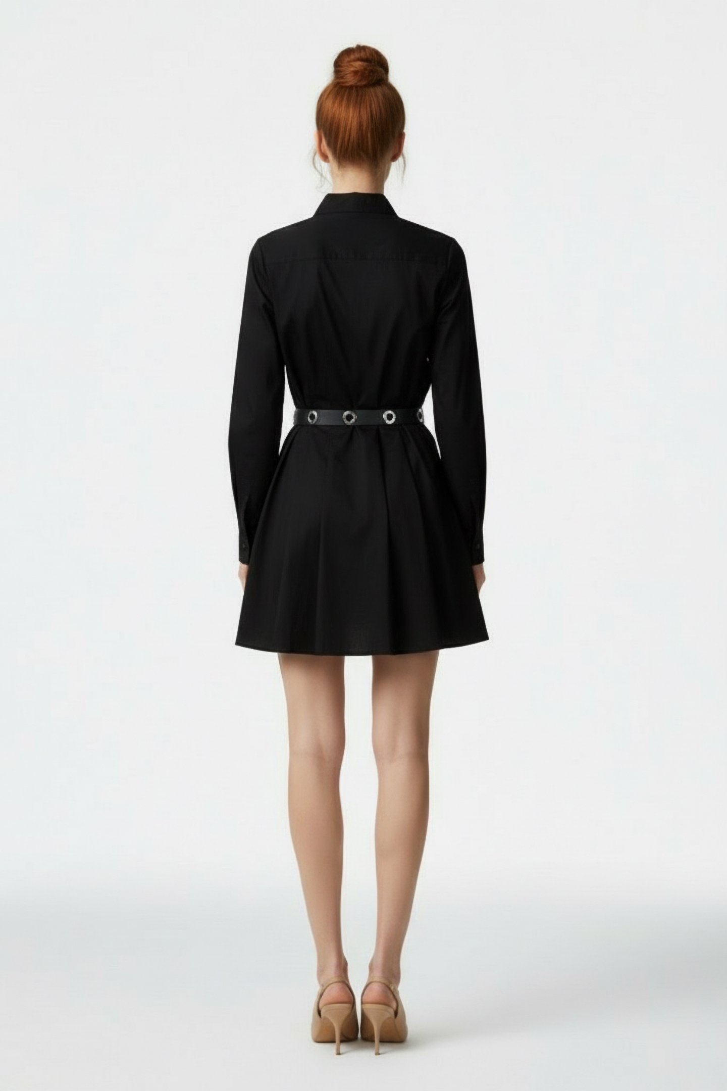 POPLIN PLEATED MINI DRESS BLACK 4