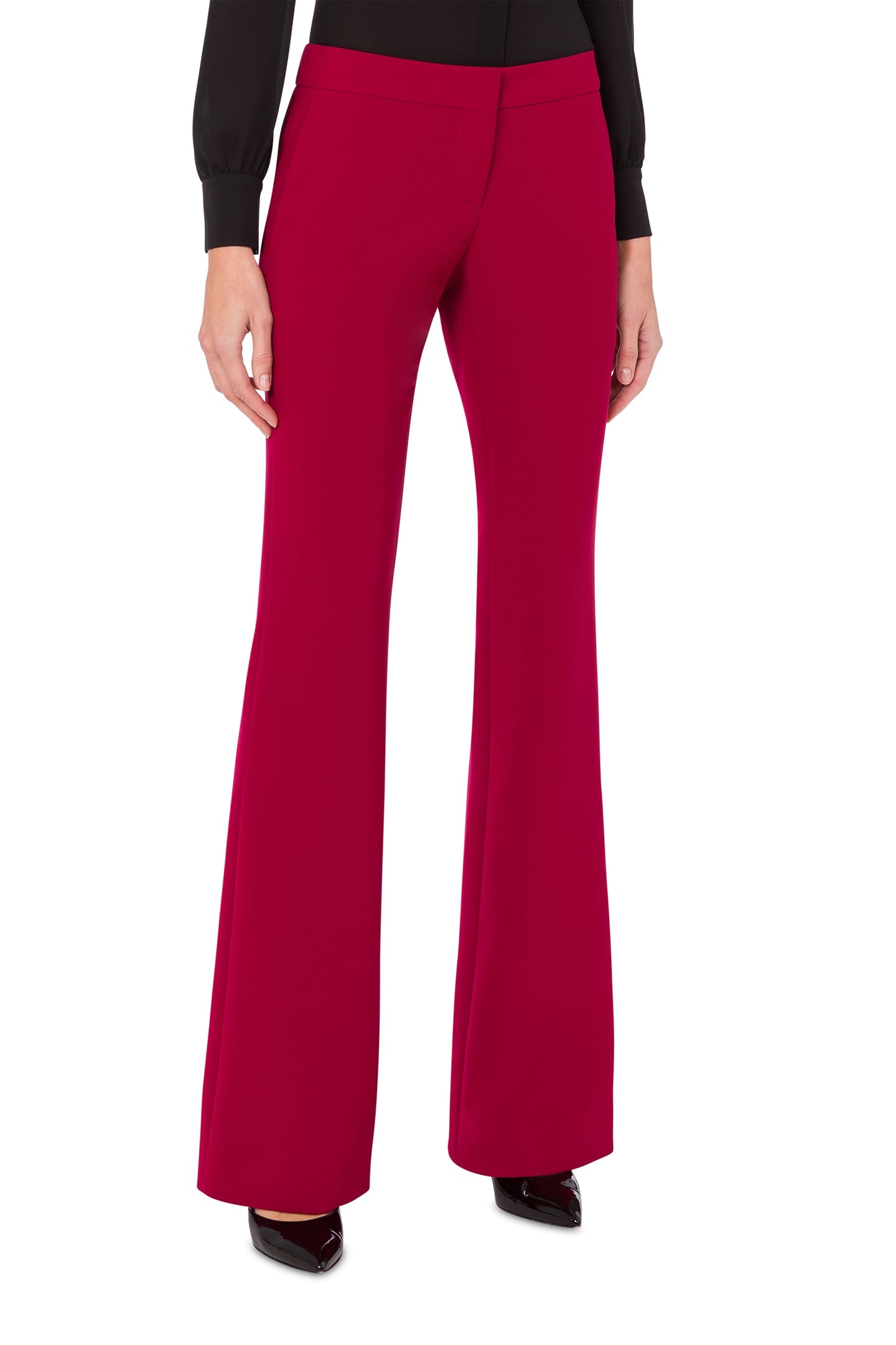 FLARE CREPE TROUSERS RED 1