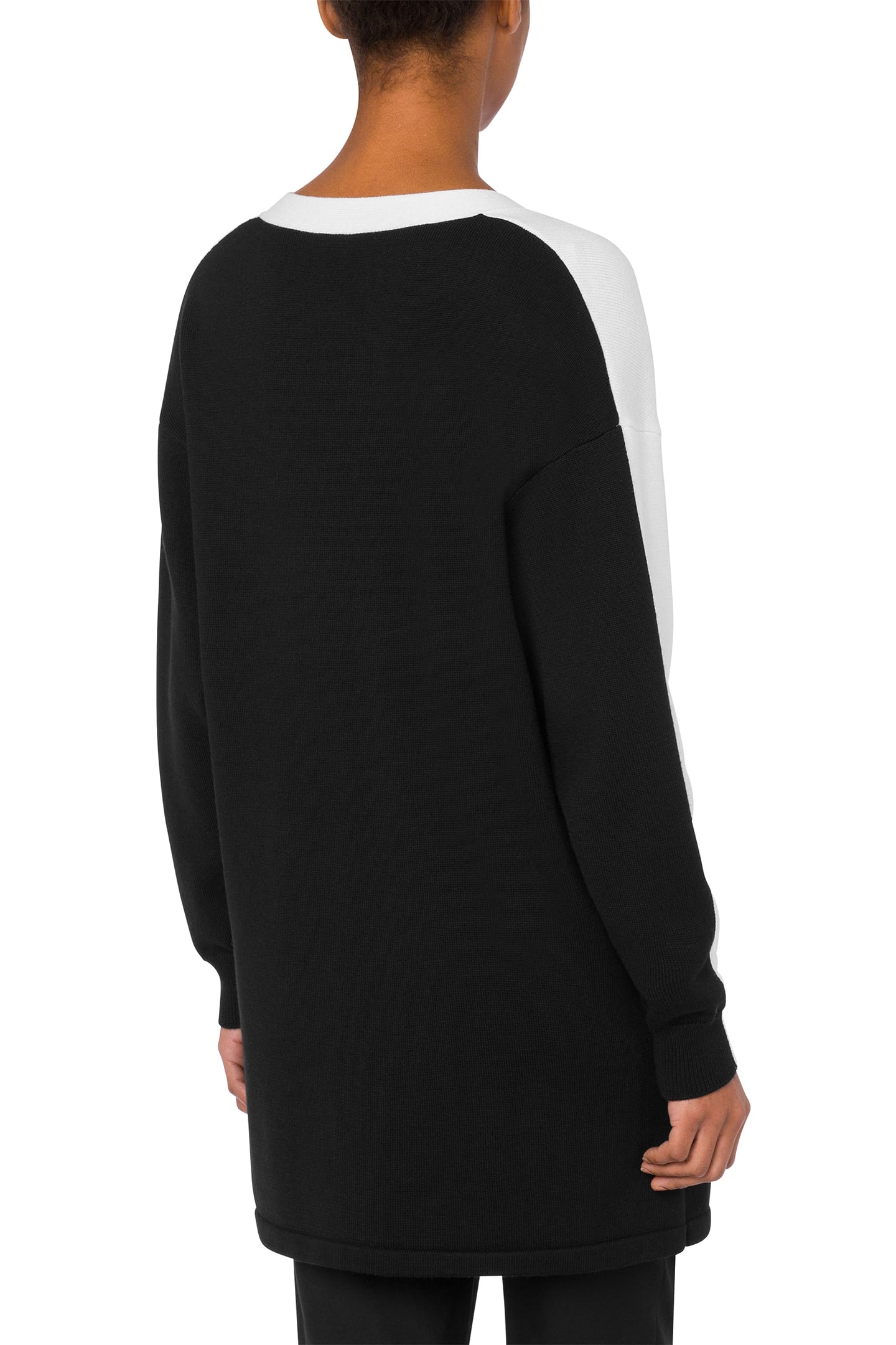 BLACK AND WHITE WOOL CARDIGAN WHITE 2