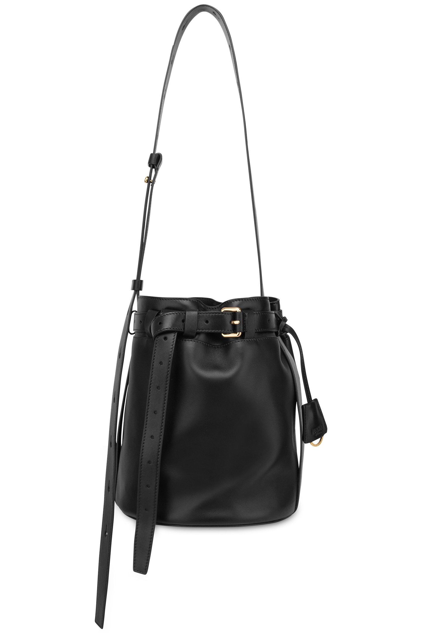MOSCHINO TIE ME BUCKET BAG BLACK 1