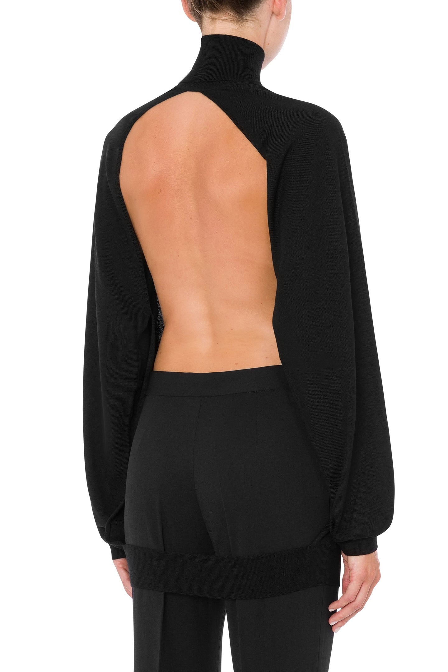 WOOL SWEATER WITH GOLDEN M CUT-OUT BLACK 2