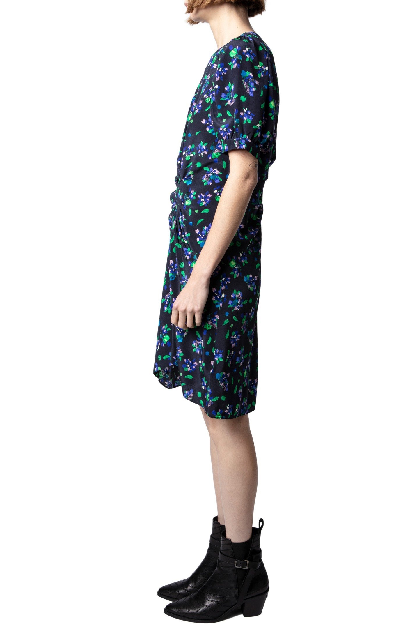 RIXE BIANCA FLOWER DRESS NOIR 3