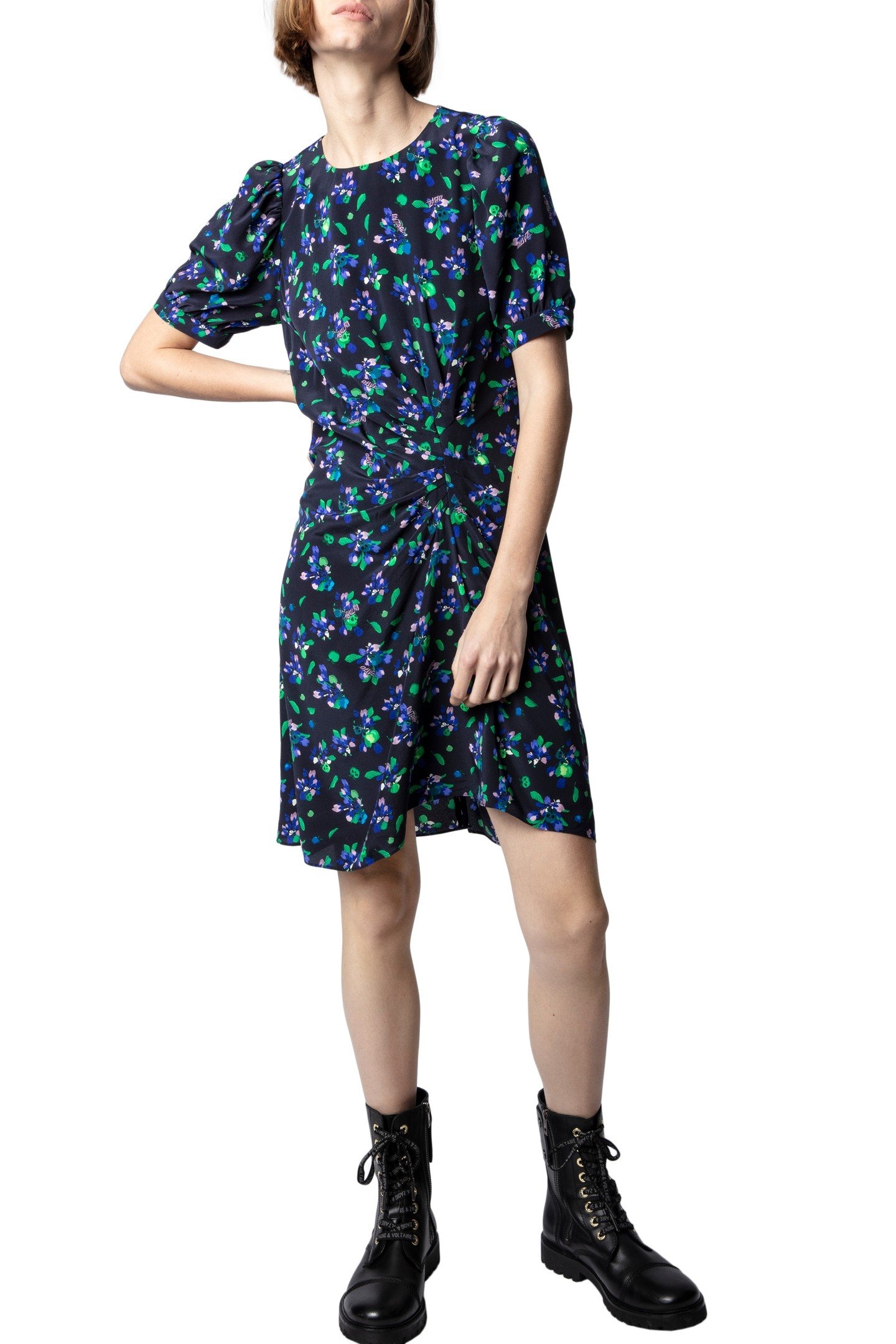 RIXE BIANCA FLOWER DRESS NOIR 5