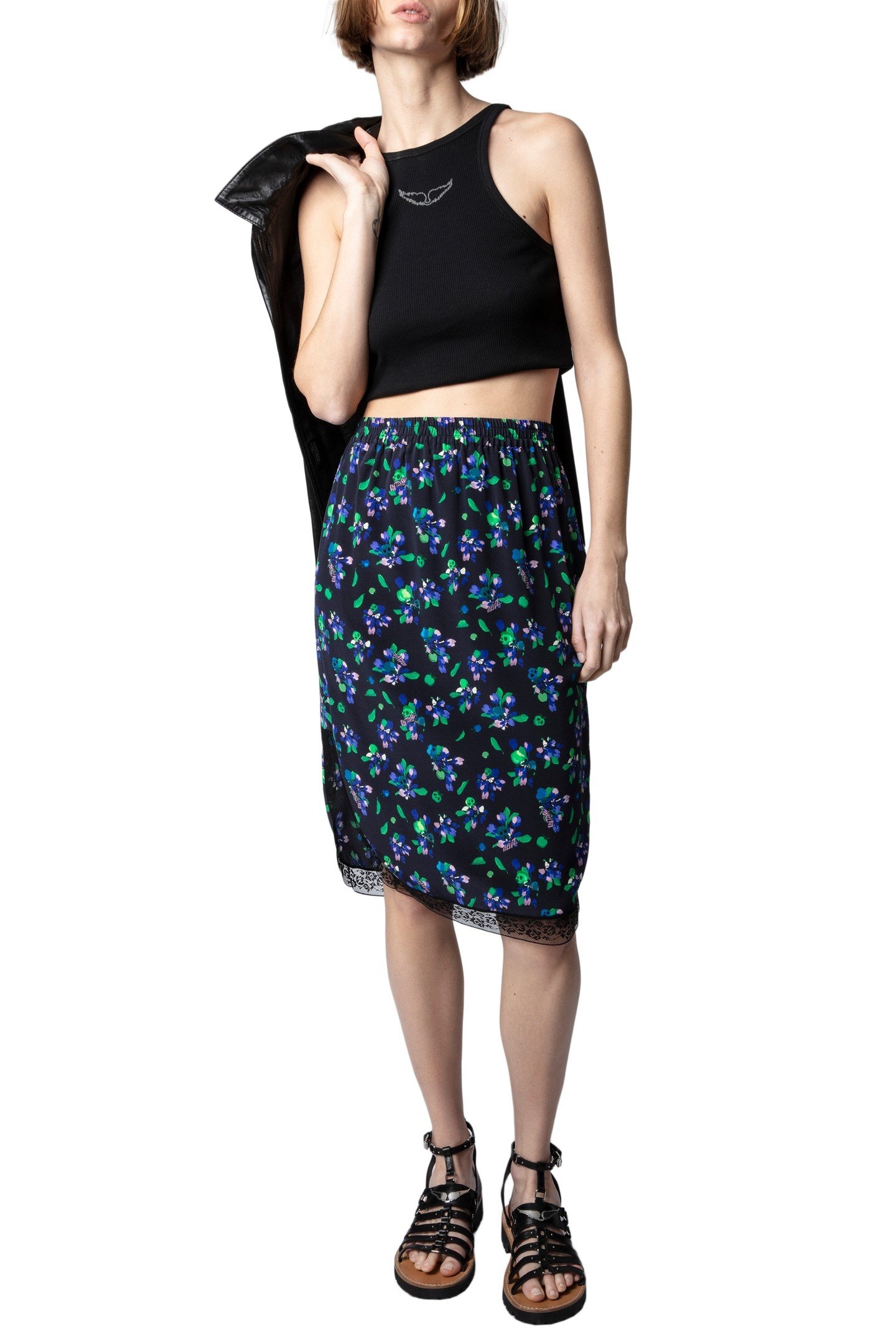 JOZY BIANCA FLOWER SKIRT NOIR 5