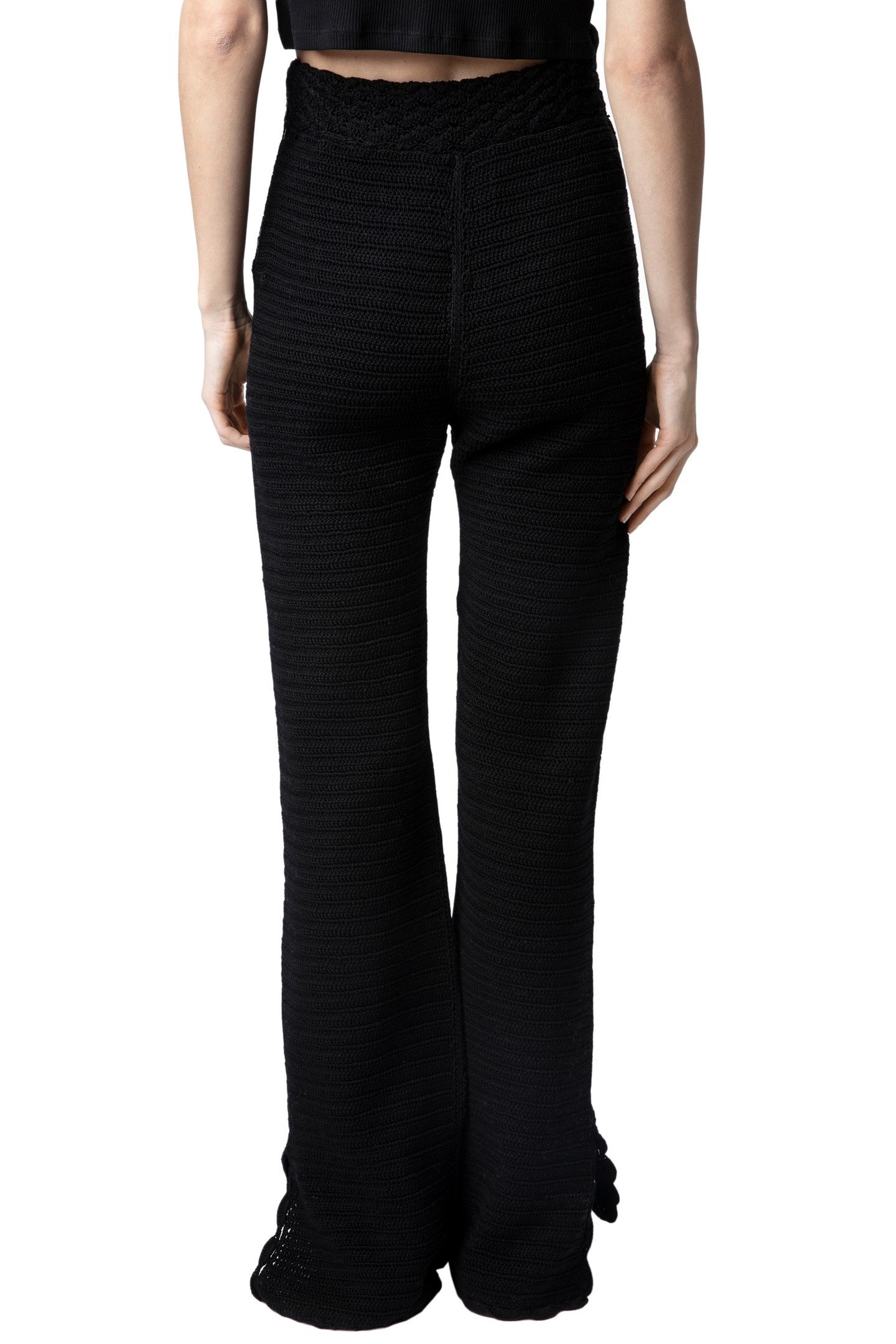 FLAVY COTTON CROCHET TROUSERS NOIR 2