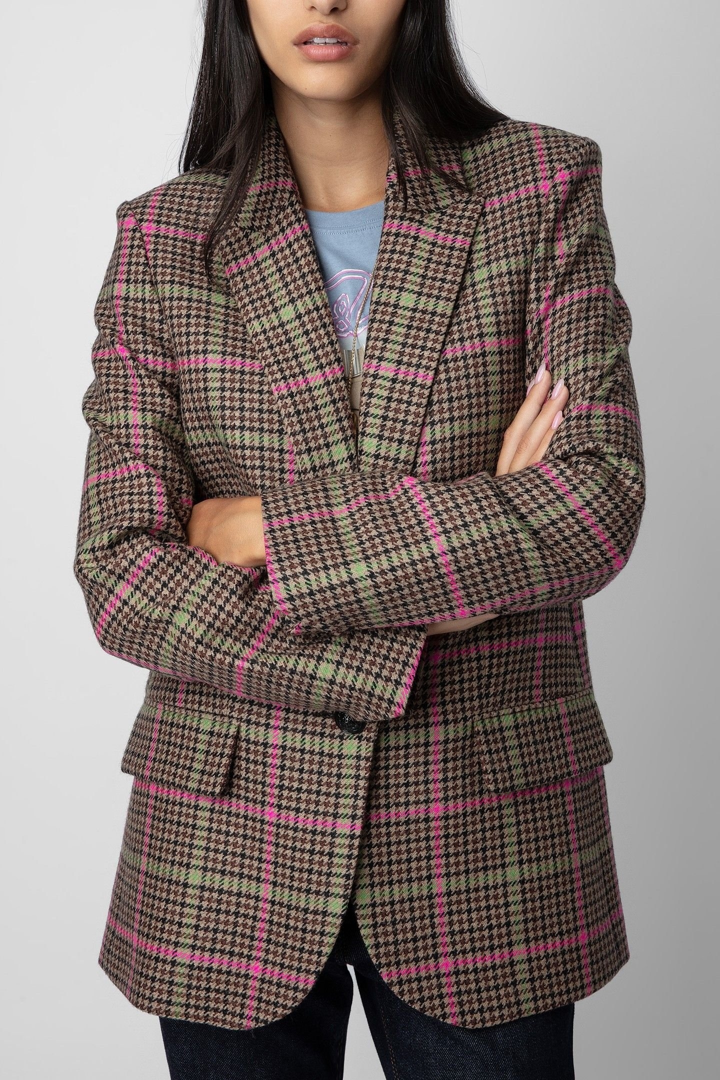 VOW CHECK WOOL BLAZER CHESNUT 1