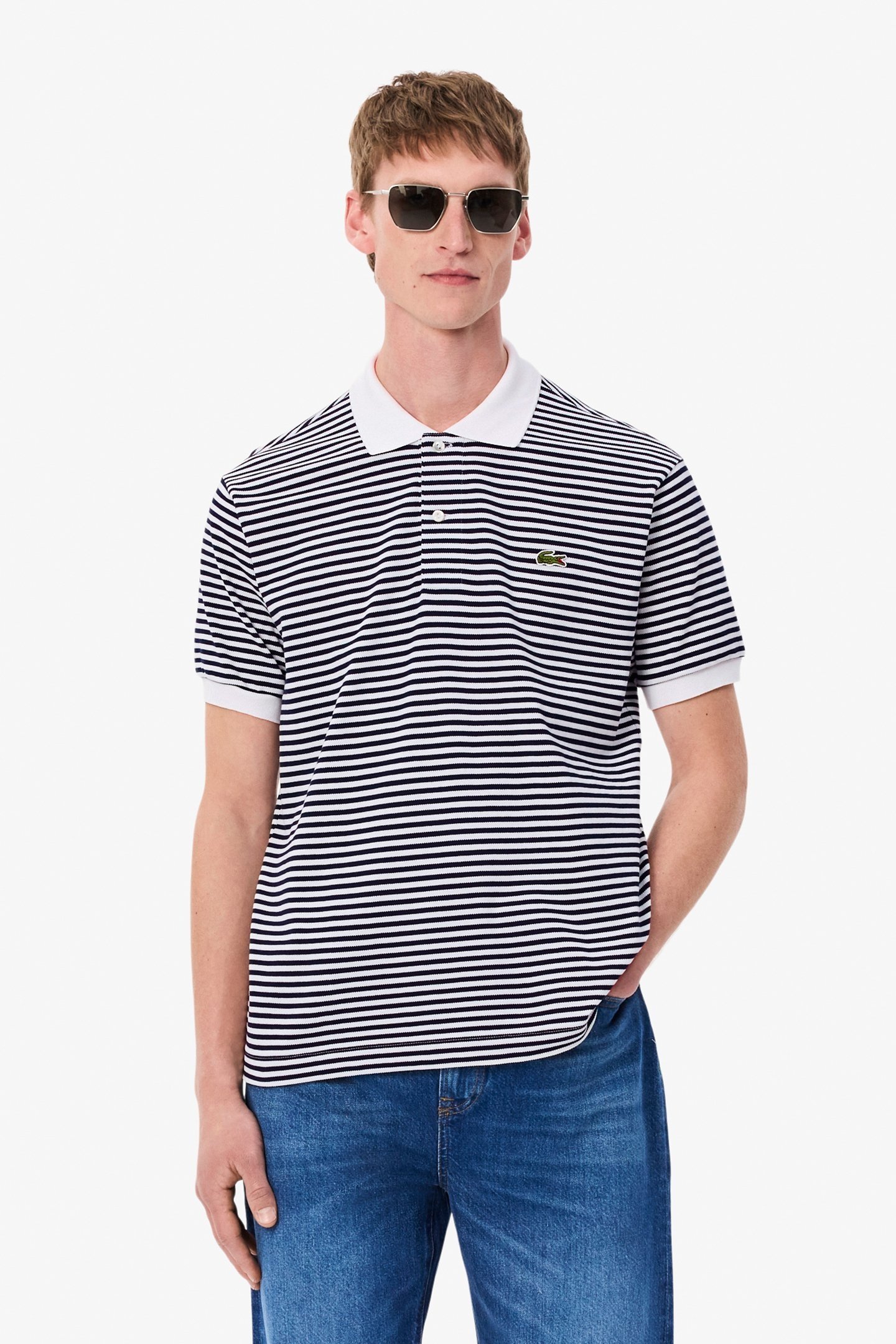 SHORTSLEEVE POLO WHITE/NAVY BLUE 1