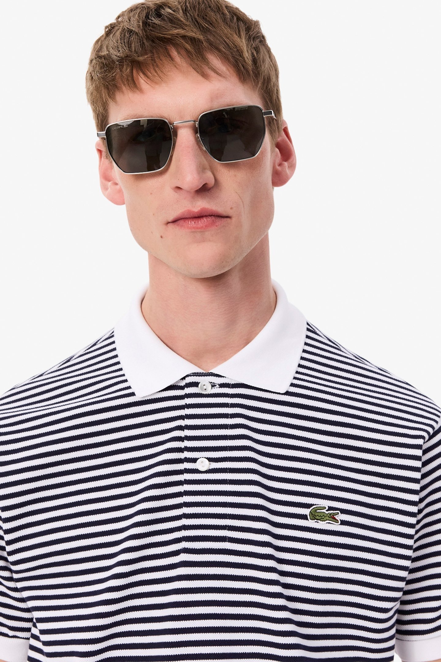 SHORTSLEEVE POLO WHITE/NAVY BLUE 5