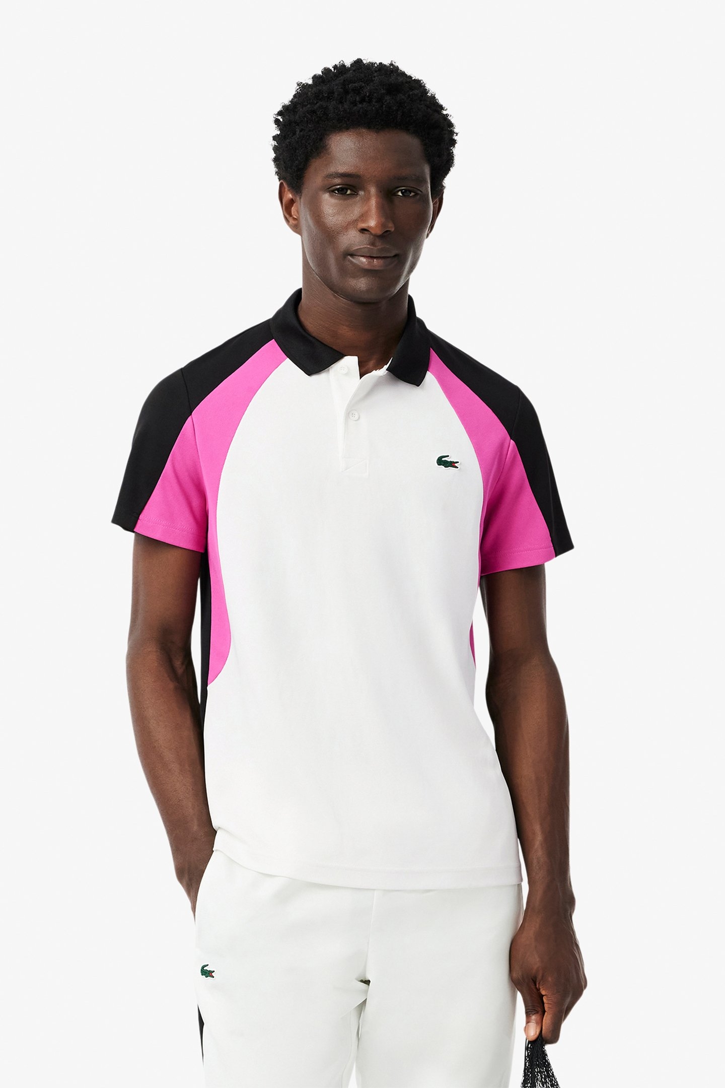SHORTSLEEVE POLO WHITE/MALVA-BLACK 1