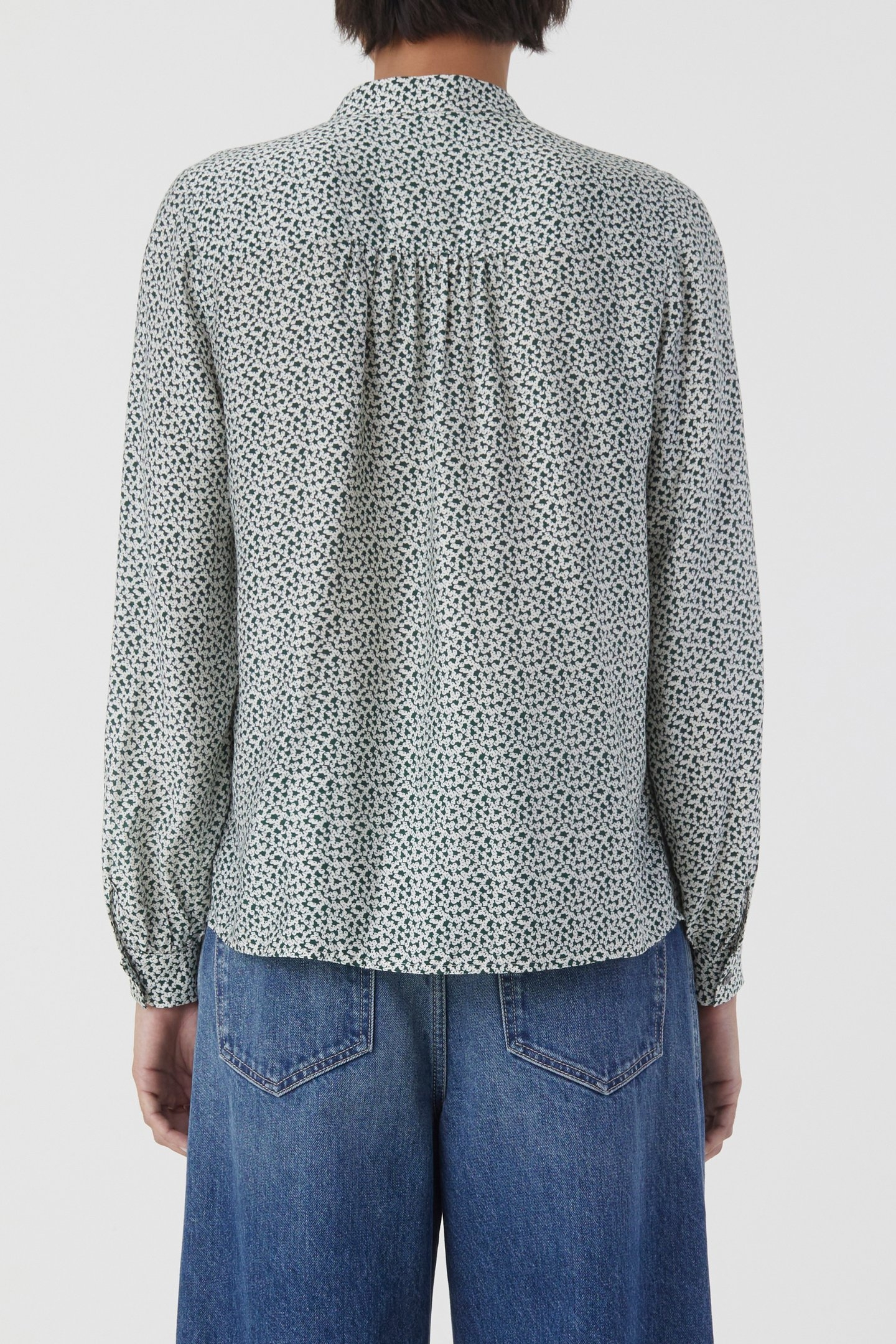 SHORT GATHERED BLOUSE SHIRT FERN GREEN 8