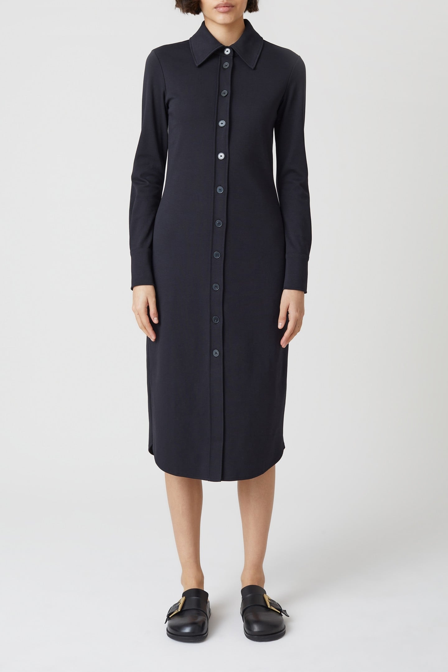 SHIRTDRESS LONG SLEEVE DRESSES BLACK 1