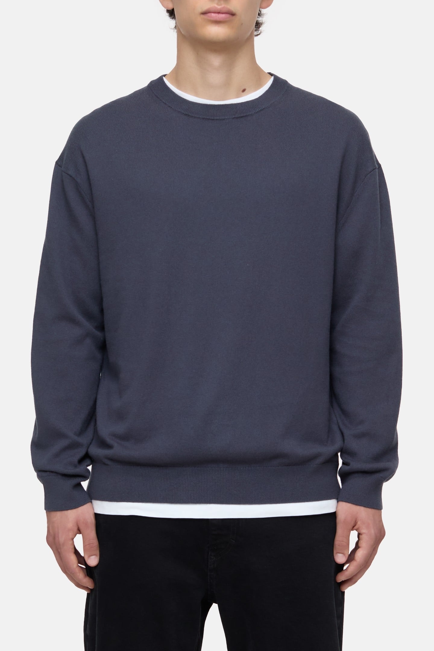 CREWNECK LONG SLEEVE KNITS SMOKEY BLUE 1