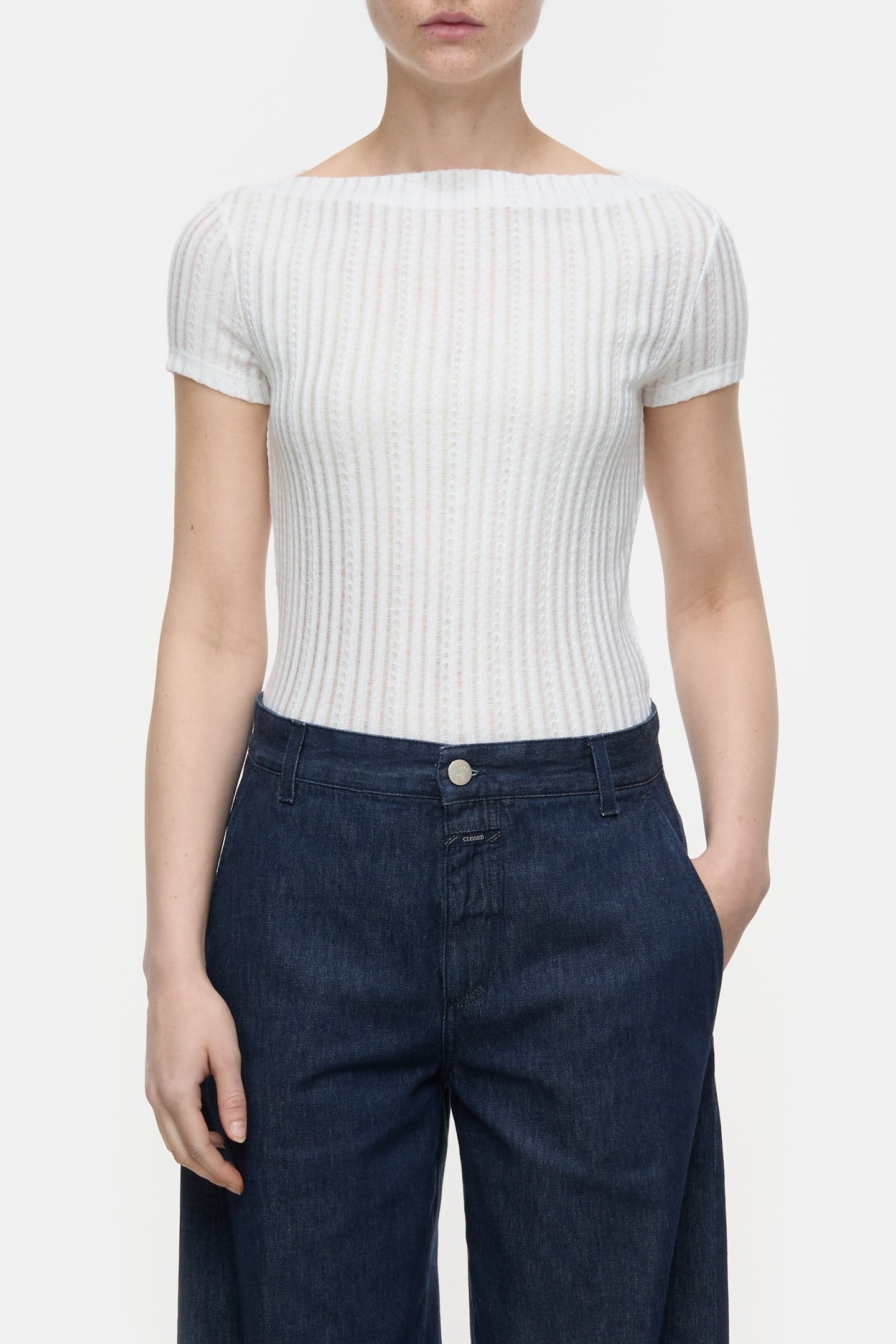 STRAIGHT NECK T-SHIRT T-SHIRTS IVORY 1