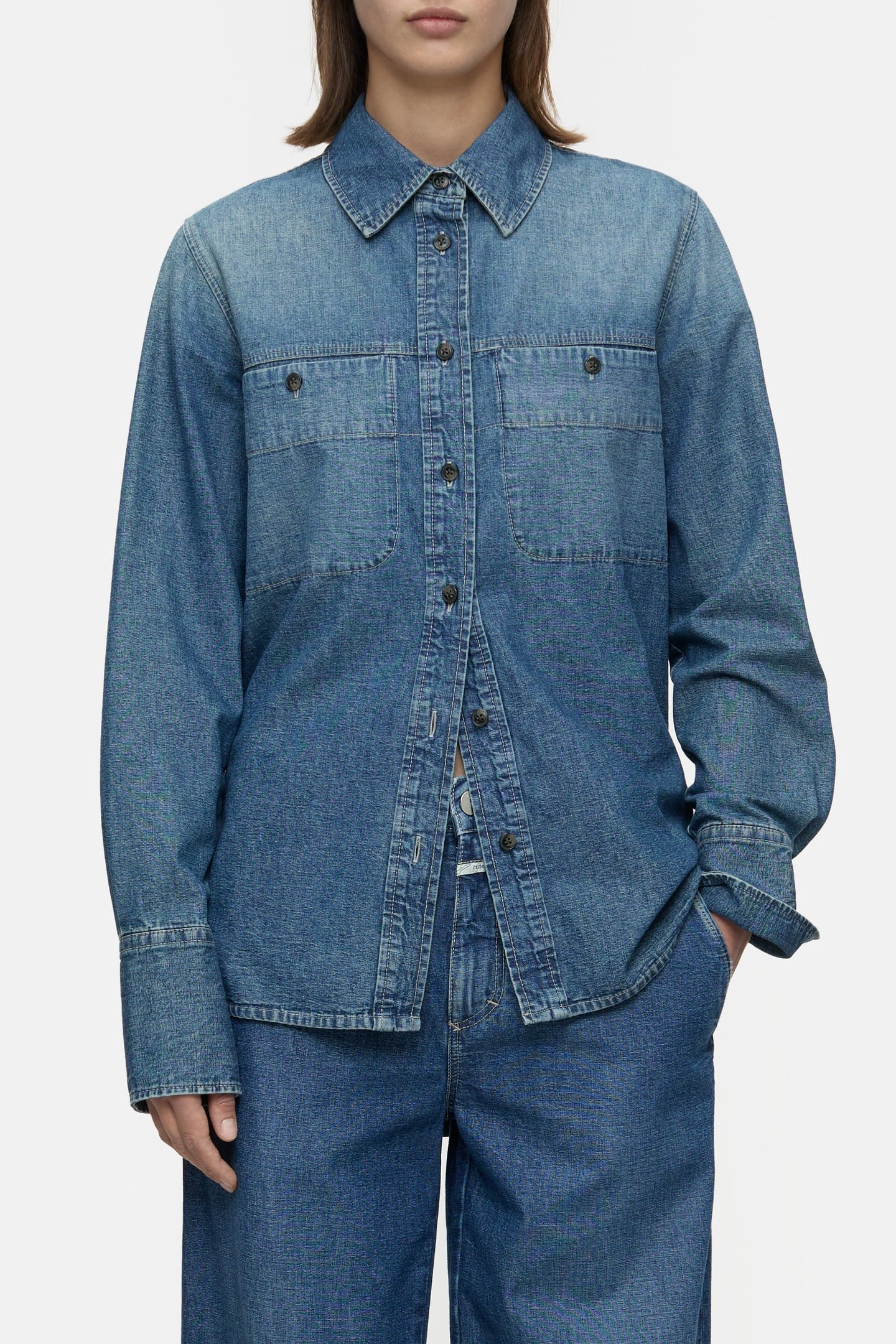 FITTED UTILITY SHIRT & BLOUSES MID BLUE 1